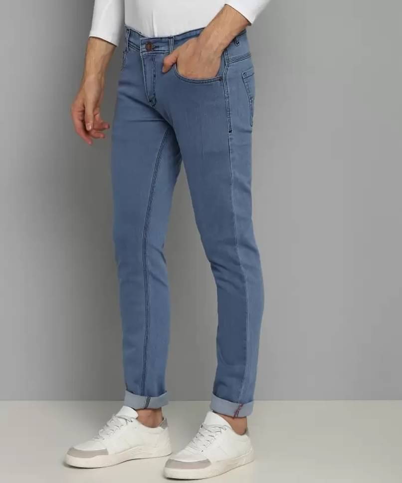     			POKHINDA Skinny Fit Cuffed Hem Men's Jeans - Blue ( Pack of 1 )