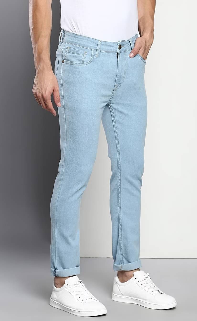     			POKHINDA Skinny Fit Cuffed Hem Men's Jeans - Blue ( Pack of 1 )