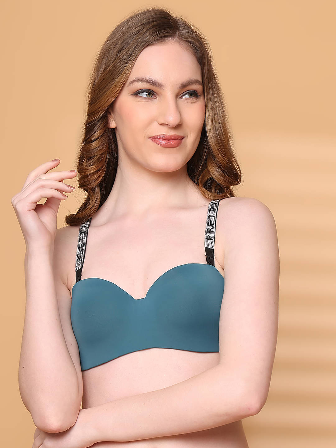 PrettyCat Pack of 1 Polyester Lightly Padded Balconette Bra For Women ( Green ) PrettyCat Pack of 1 Polyester Lightly Padded Balconette Bra For Women ( Green )
