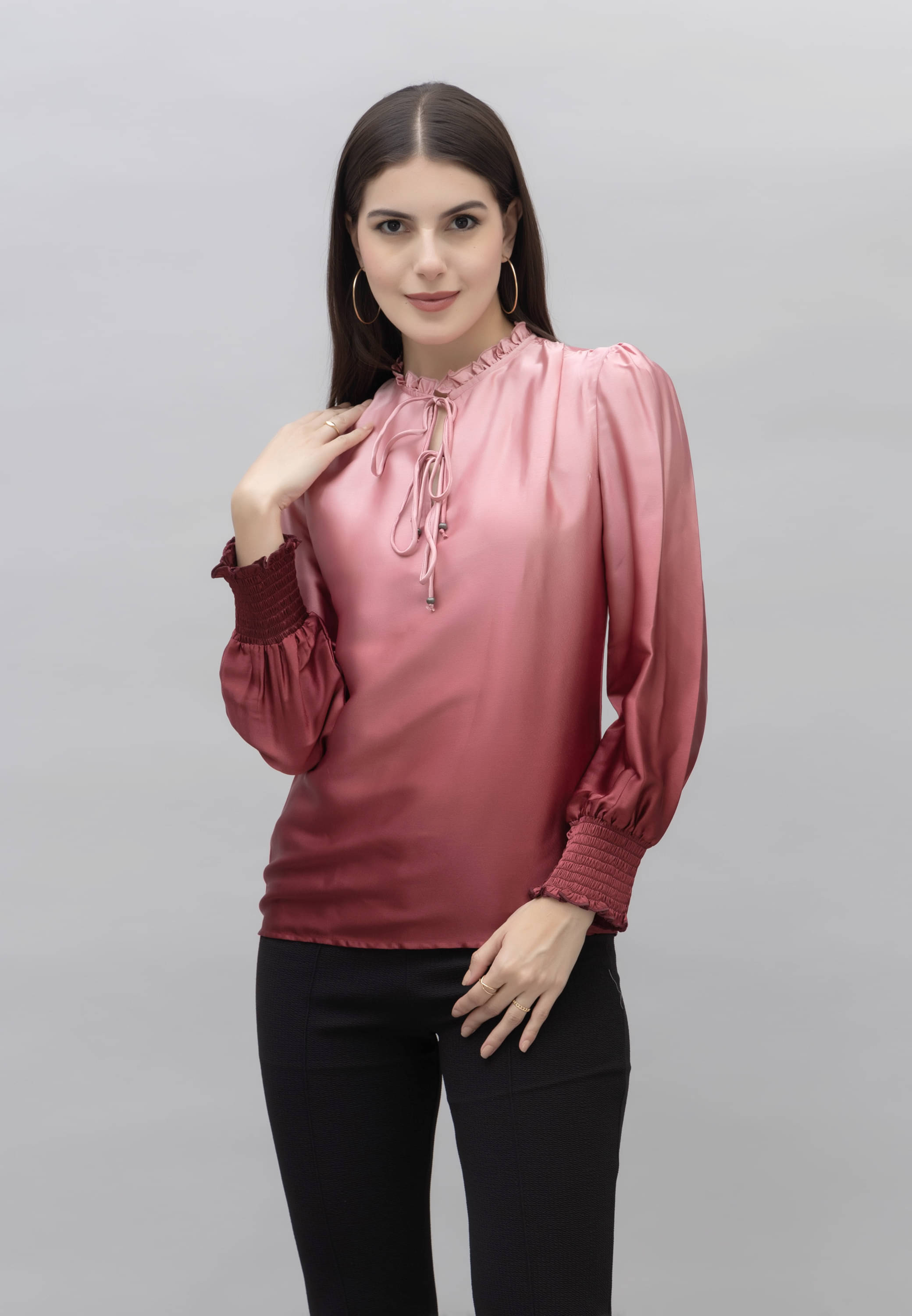     			Purys Women's Linen Regular Top ( Pink )