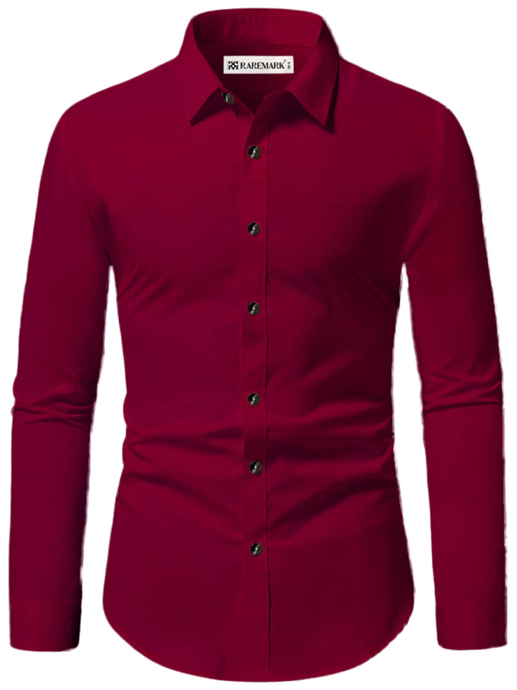     			RAREMARK Cotton Blend Slim Fit Solids Full Sleeves Men's Casual Shirt - Maroon ( Pack of 1 )