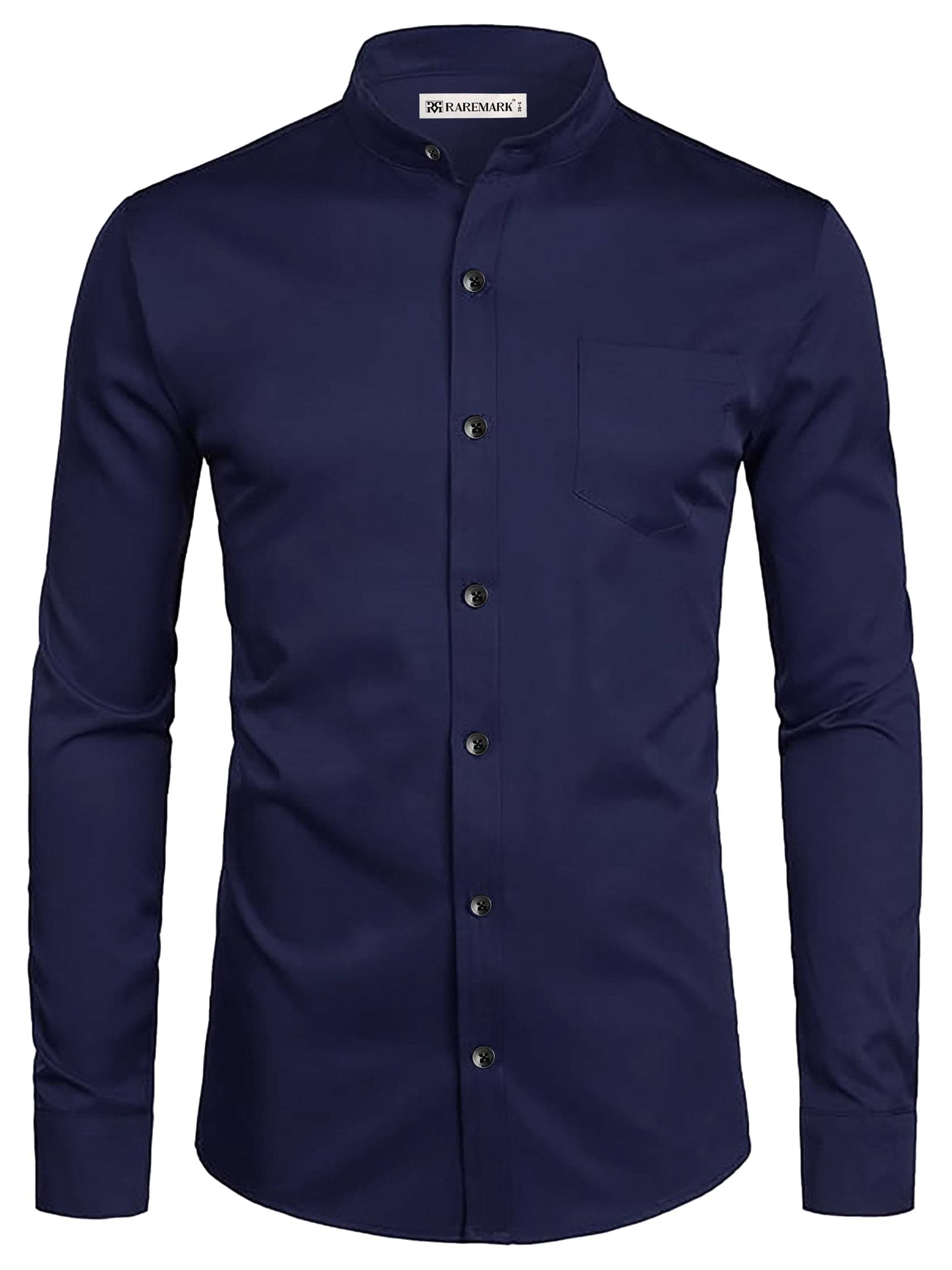     			RAREMARK Cotton Blend Slim Fit Solids Full Sleeves Men's Casual Shirt - Navy Blue ( Pack of 1 )