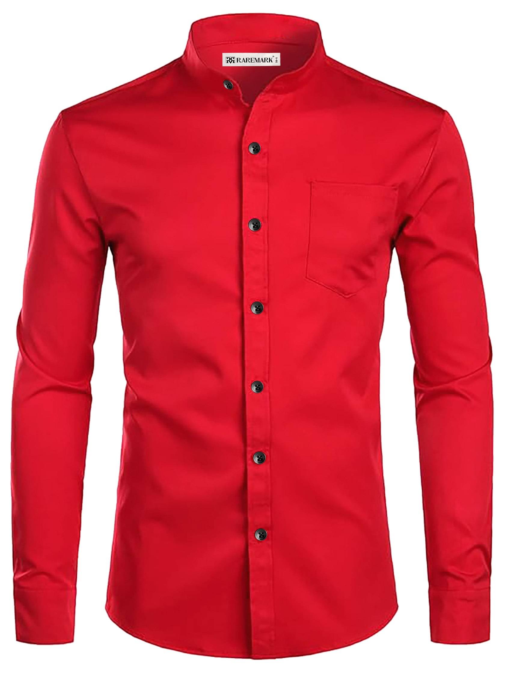RAREMARK Cotton Blend Slim Fit Solids Full Sleeves Men's Casual Shirt - Red ( Pack of 1 )     			RAREMARK Cotton Blend Slim Fit Solids Full Sleeves Men's Casual Shirt - Red ( Pack of 1 )