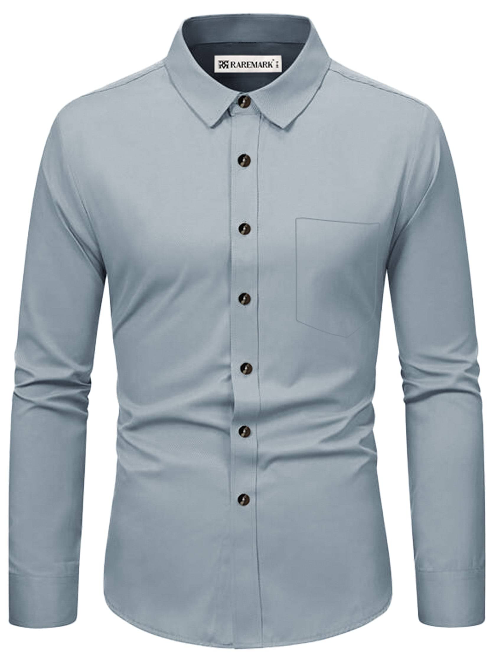     			RAREMARK Cotton Blend Slim Fit Solids Full Sleeves Men's Casual Shirt - Grey ( Pack of 1 )