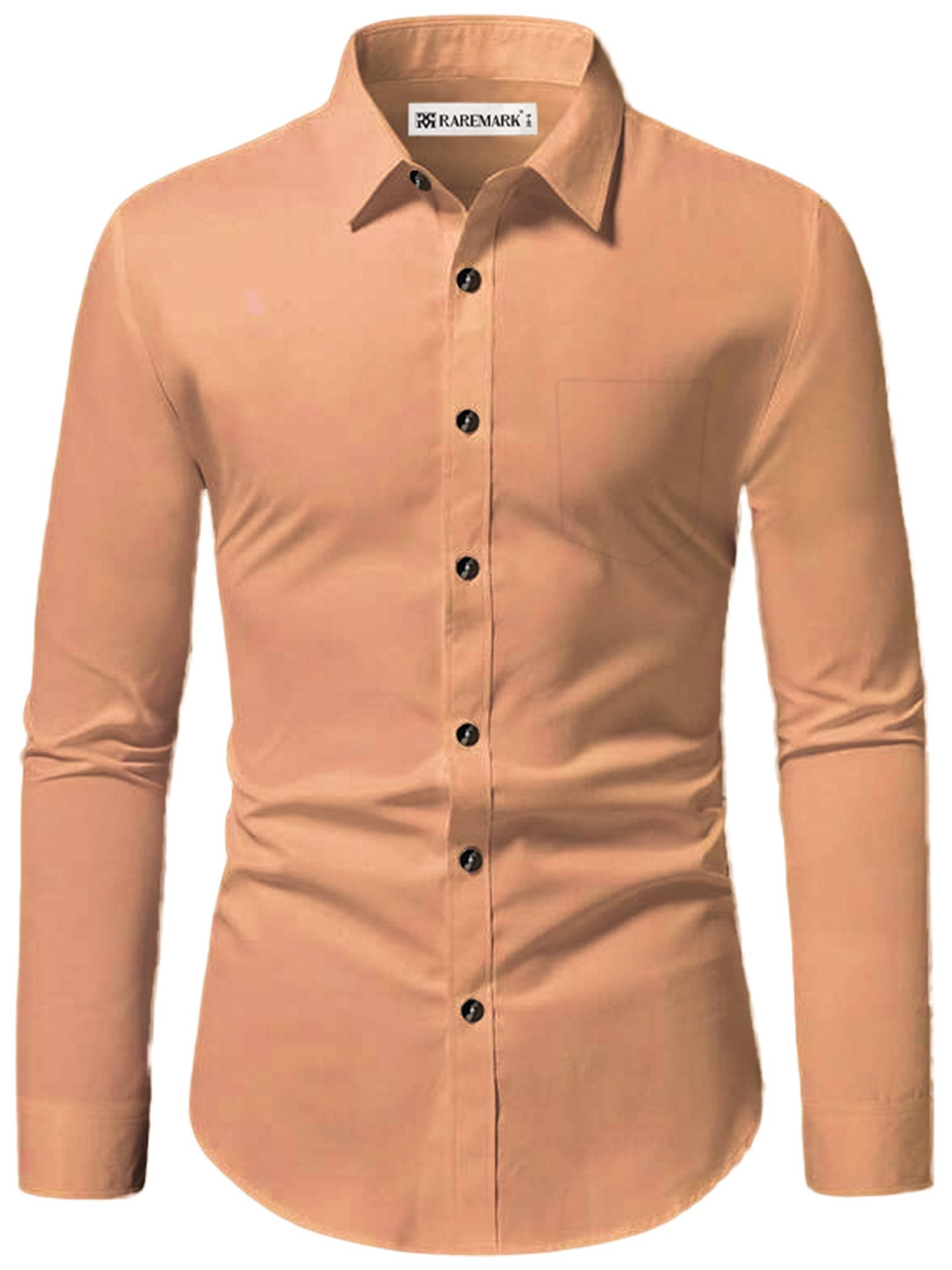 RAREMARK Cotton Blend Slim Fit Solids Full Sleeves Men's Casual Shirt - Orange ( Pack of 1 )     			RAREMARK Cotton Blend Slim Fit Solids Full Sleeves Men's Casual Shirt - Orange ( Pack of 1 )