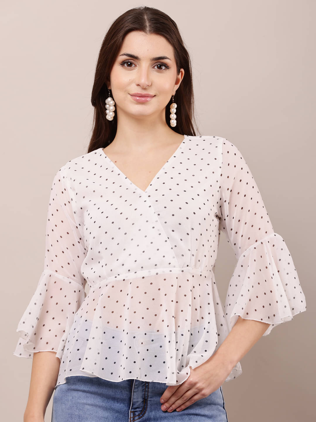     			RC NEOEN Women's Georgette Peplum Top ( White )