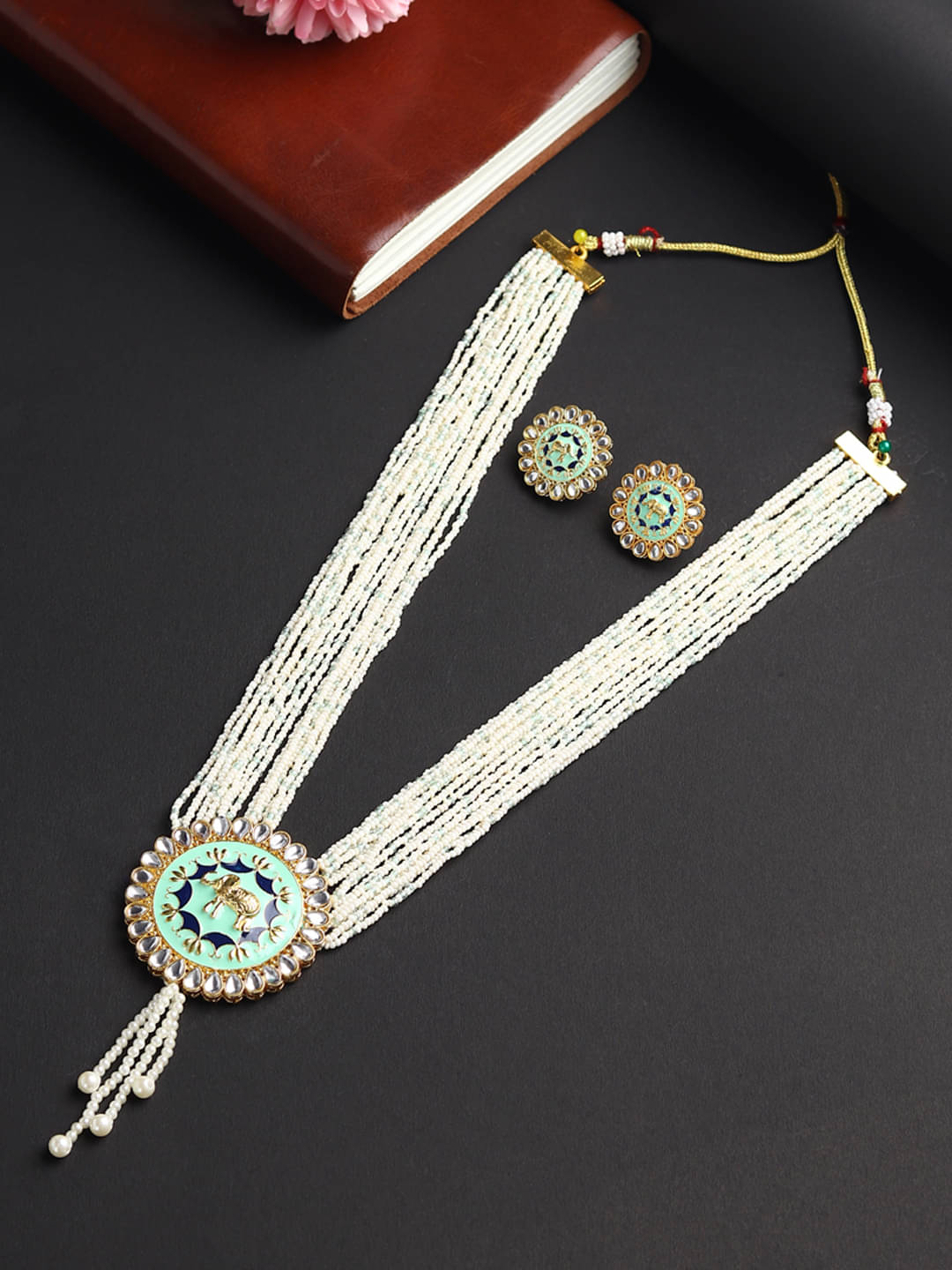     			Rhosyn Mint Green Pearls Necklace Set ( Pack of 1 )