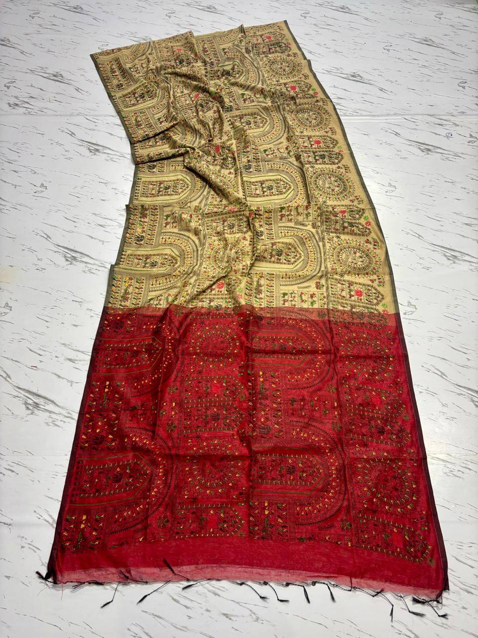 SARADA HANDLOOM Art Silk Printed Saree With Unstitched Blouse Piece ( Brown ) SARADA HANDLOOM Art Silk Printed Saree With Unstitched Blouse Piece ( Brown )
