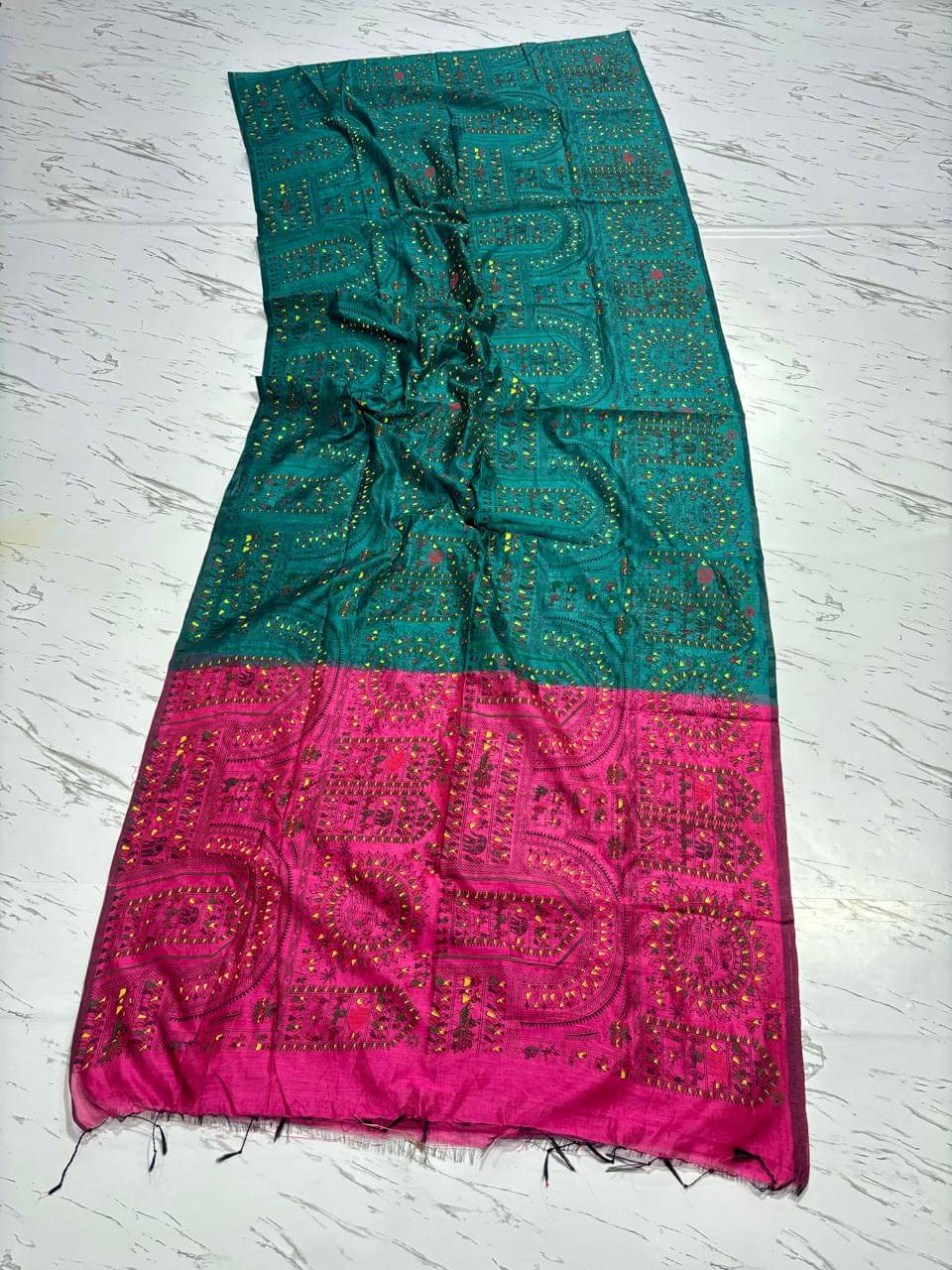     			SARADA HANDLOOM Cotton Printed Saree With Unstitched Blouse Piece ( Mint Green )