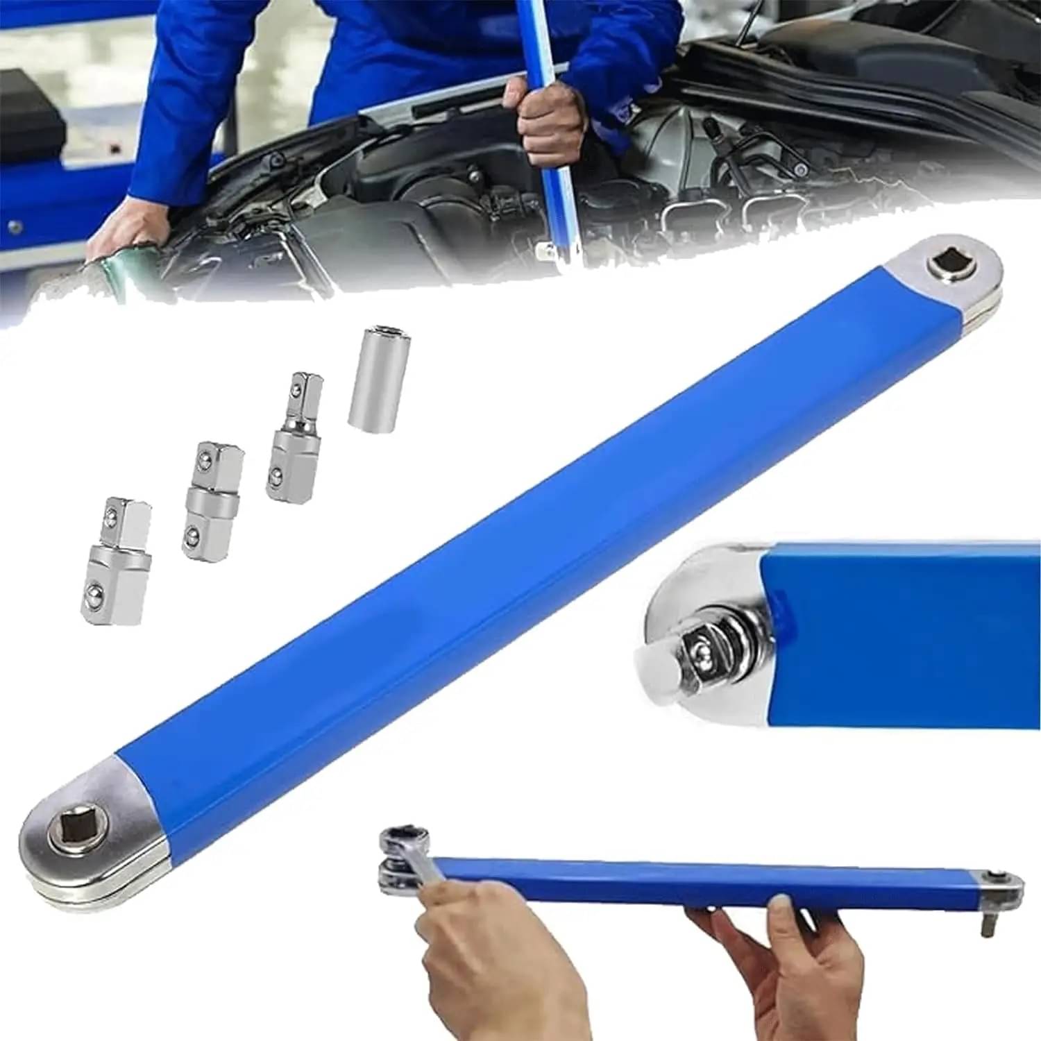 SHARUJA15.4-Inch Offset Extension Wrench | Impact Socket Ratchet Wrench Tool with 1/2", 1/4", 3/8" Square Drive Adapters | High-Carbon Steel Zero Degree Ratchet Wrench for Car & Equipment Repair SHARUJA15.4-Inch Offset Extension Wrench | Impact Socket Ratchet Wrench Tool with 1/2", 1/4", 3/8" Square Drive Adapters | High-Carbon Steel Zero Degree Ratchet Wrench for Car & Equipment Repair