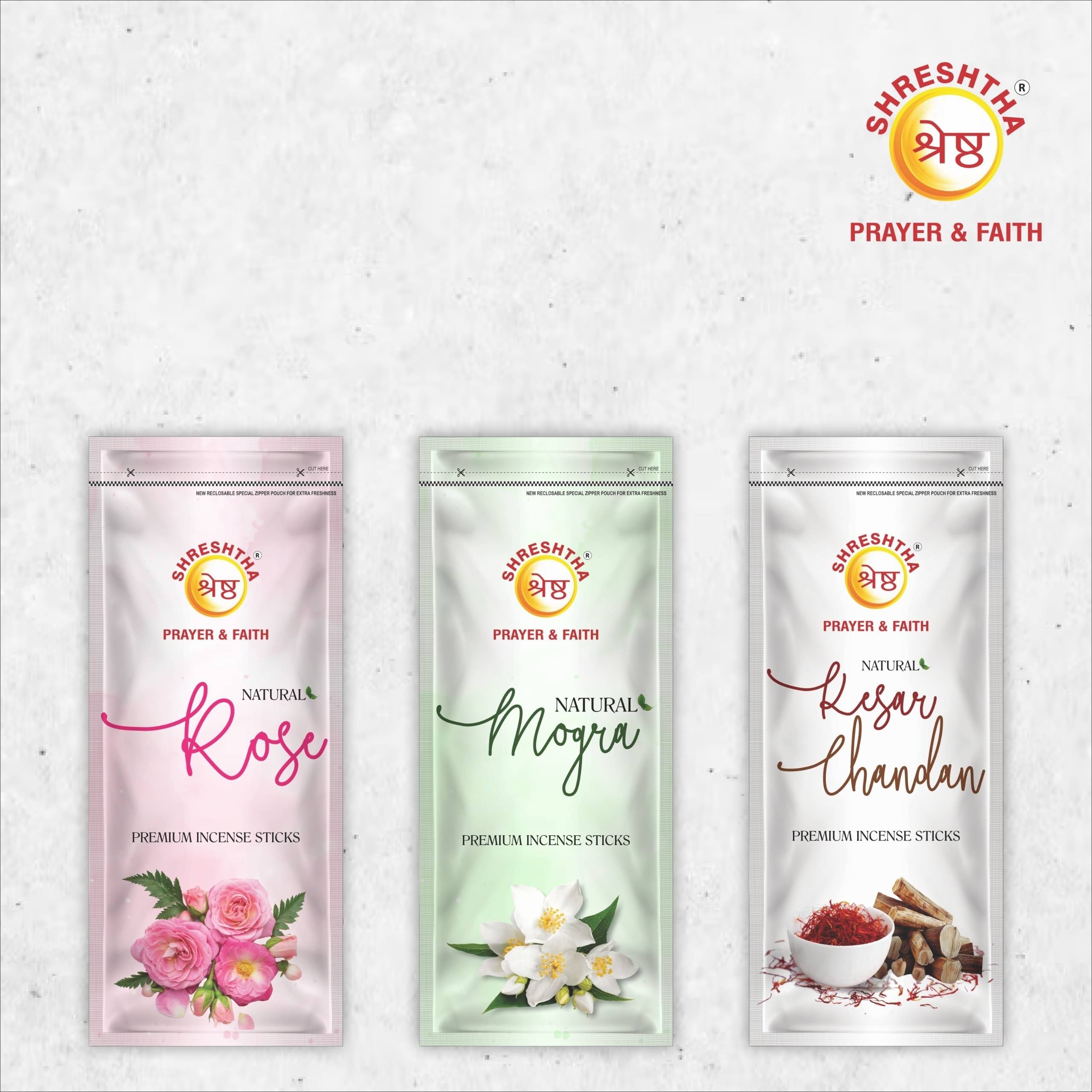 SHRESHTHA Incense Dhoop Sticks Rose,Mogra,Kesar Chandan 330 gm ( Pack of 3 ) SHRESHTHA Incense Dhoop Sticks Rose,Mogra,Kesar Chandan 330 gm ( Pack of 3 )