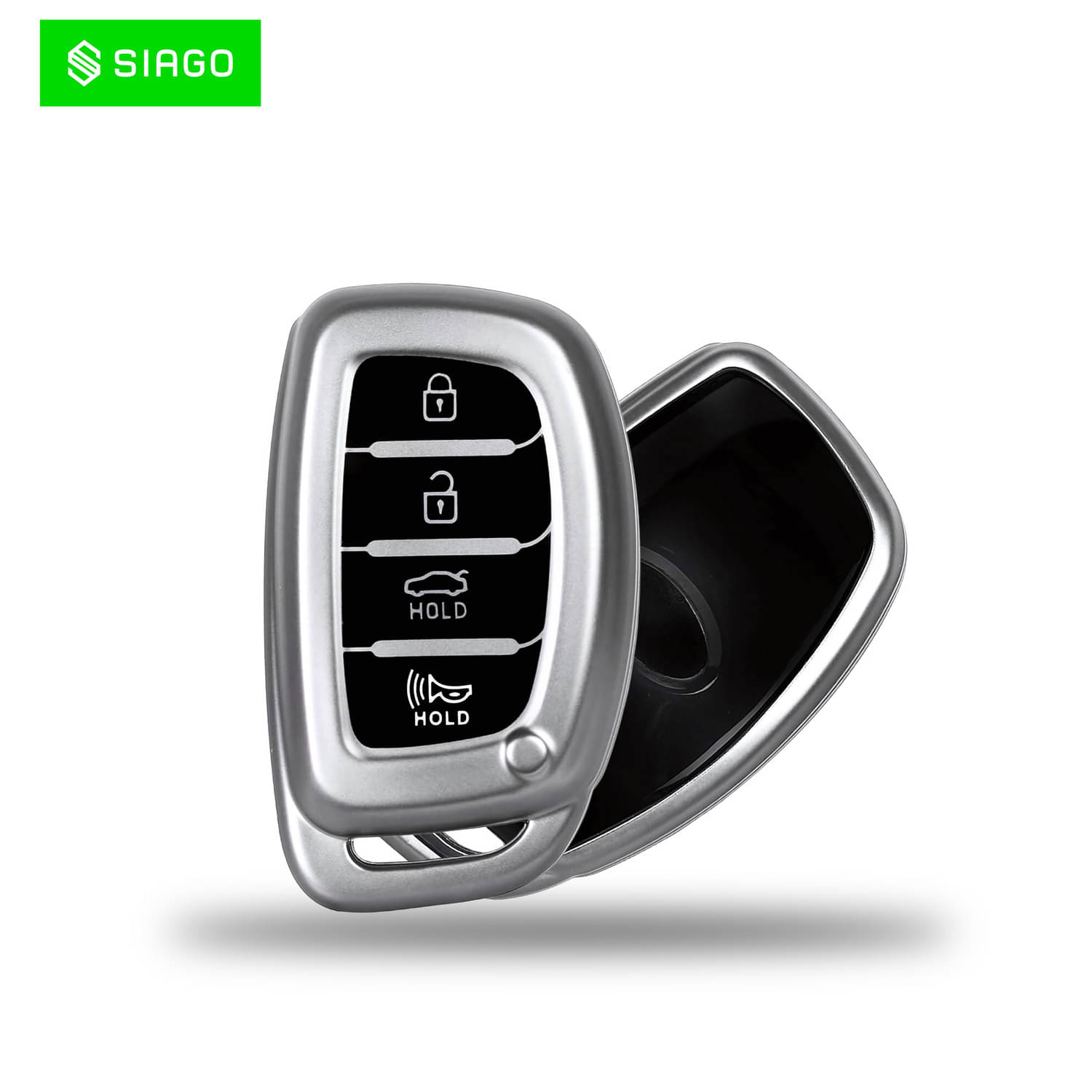 SIAGO TPU Key Cover and Metal Keychain Compatible for Hyundai Alcazar and Creta 2021 2022 & 2023 Car 4 Button Smart Key (Grey Pack of 1) SIAGO TPU Key Cover and Metal Keychain Compatible for Hyundai Alcazar and Creta 2021 2022 & 2023 Car 4 Button Smart Key (Grey Pack of 1)