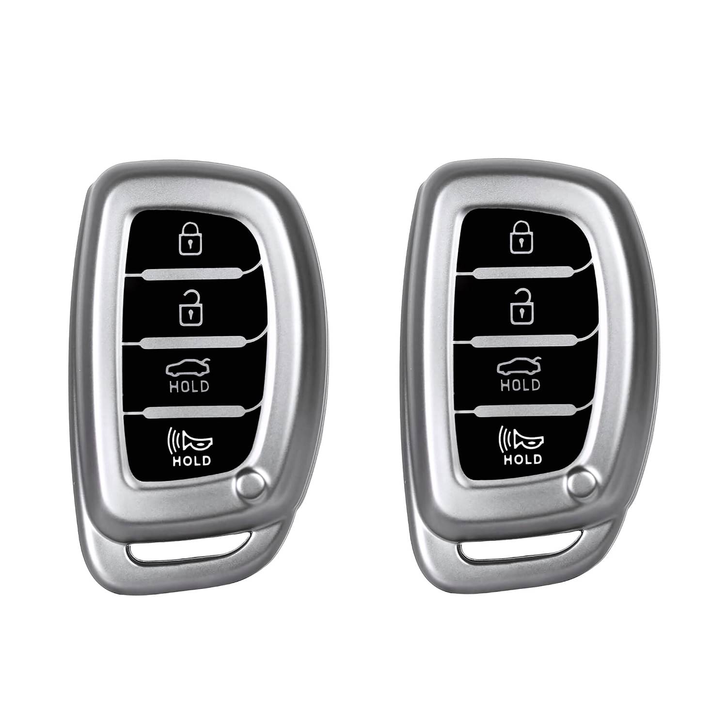 SIAGO TPU Key Cover and Metal Keychain Compatible for Hyundai Alcazar and Creta 2021 2022 & 2023 Car 4 Button Smart Key (Grey Pack of 2) SIAGO TPU Key Cover and Metal Keychain Compatible for Hyundai Alcazar and Creta 2021 2022 & 2023 Car 4 Button Smart Key (Grey Pack of 2)