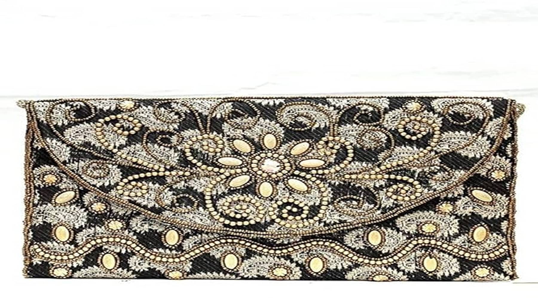     			Shakuntla Vintage Black Canvas Purse
