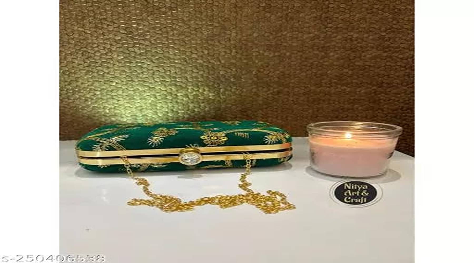     			Shakuntla Vintage Green Canvas Purse