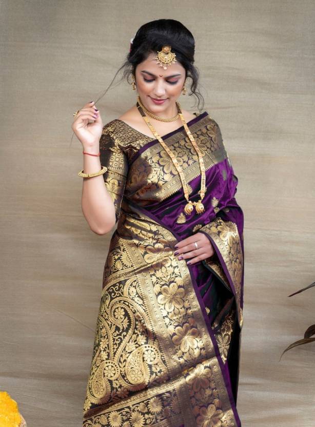     			Sitanjali Jacquard Woven Saree With Unstitched Blouse Piece ( Wine )