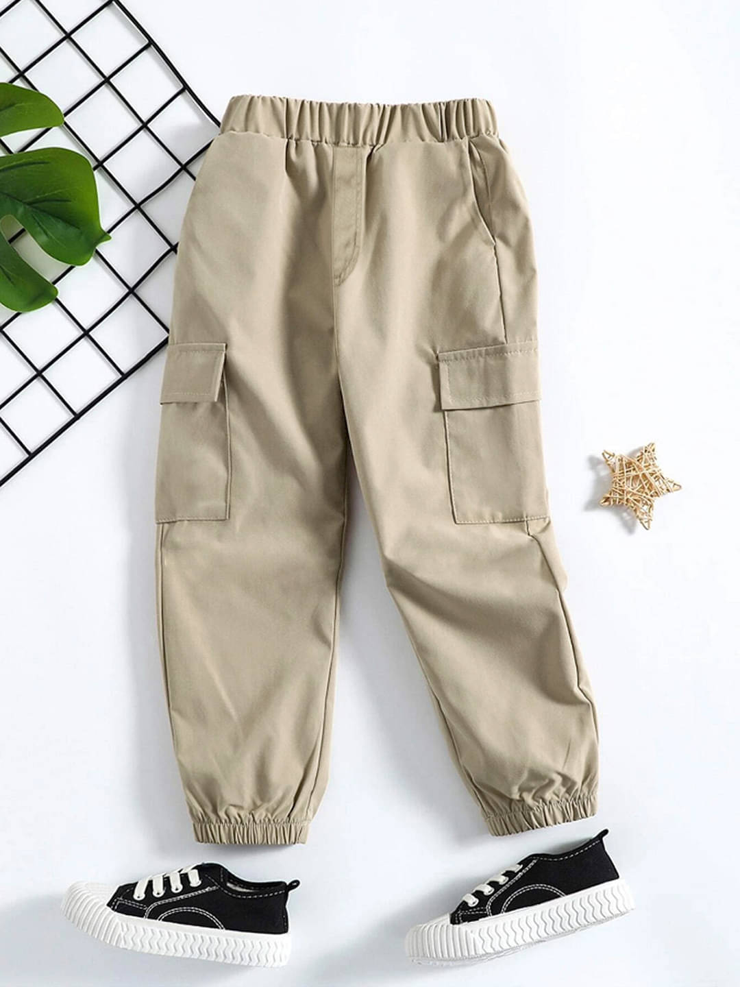     			Trampoline Pack of 1 Boys Cotton Blend Cargos ( Beige )