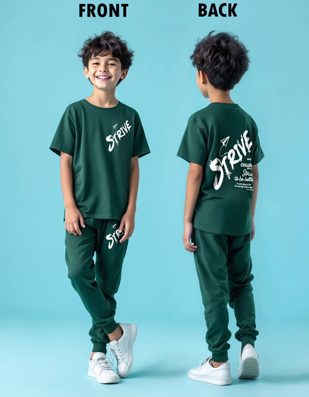 Trampoline Pack of 1 Boys Cotton Blend T-Shirt & Pants Set ( Green )