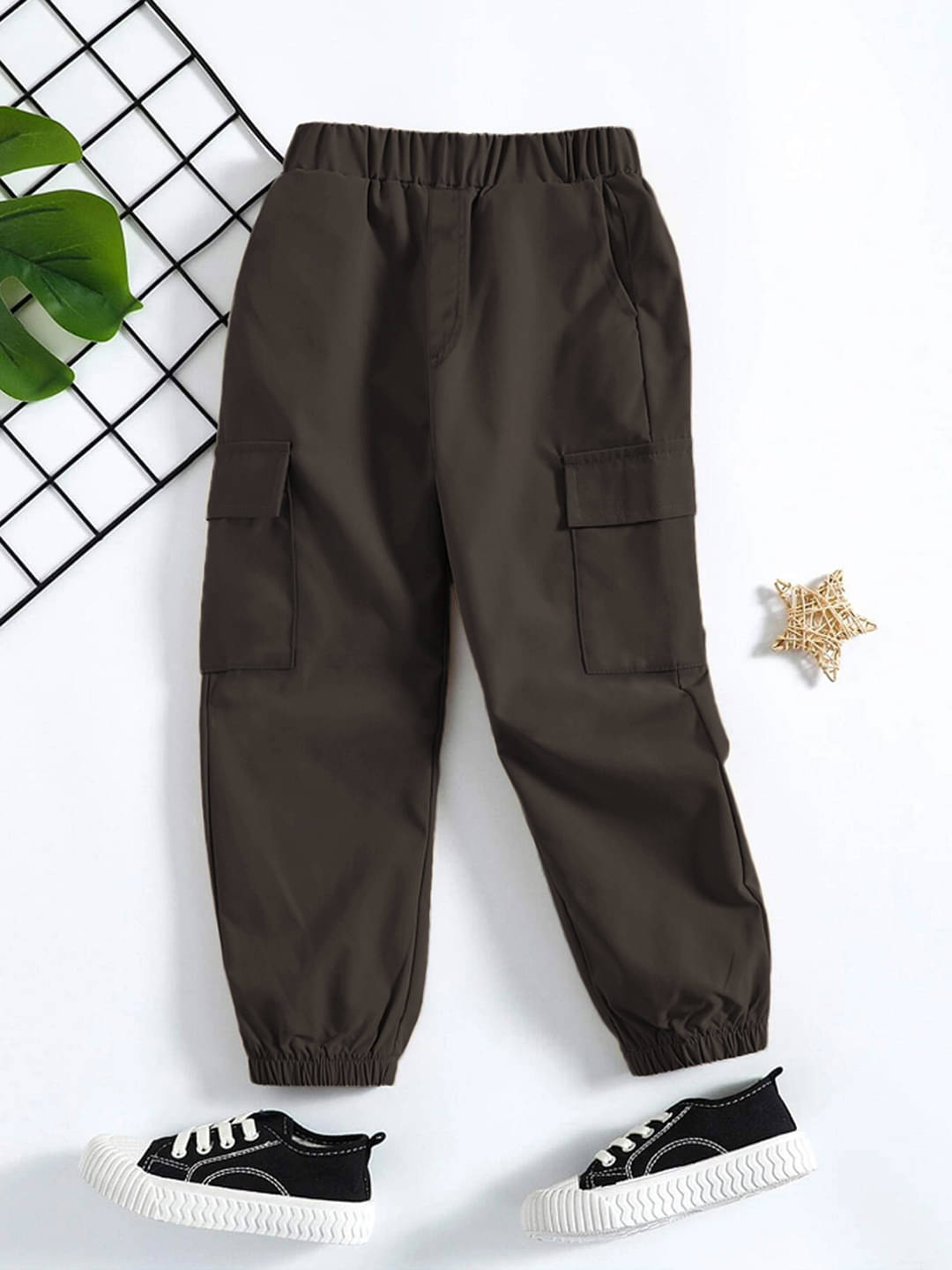     			Trampoline Pack of 1 Boys Cotton Blend Cargos ( Brown )