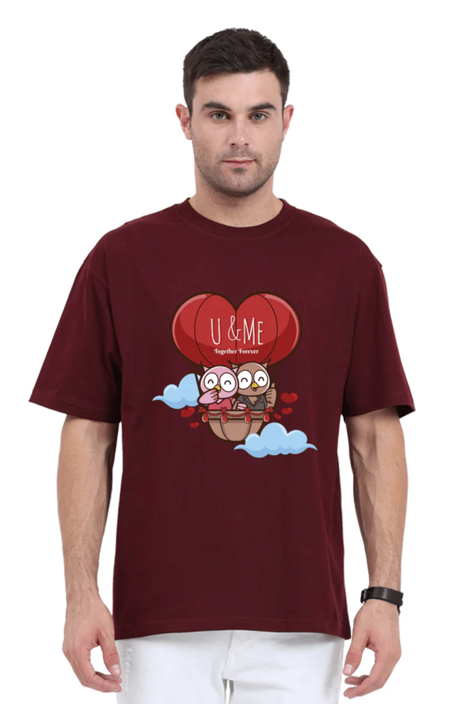     			Trendzy Kart Cotton Blend Oversized Fit Printed Half Sleeves Men's Round T-Shirt - Maroon ( Pack of 1 )