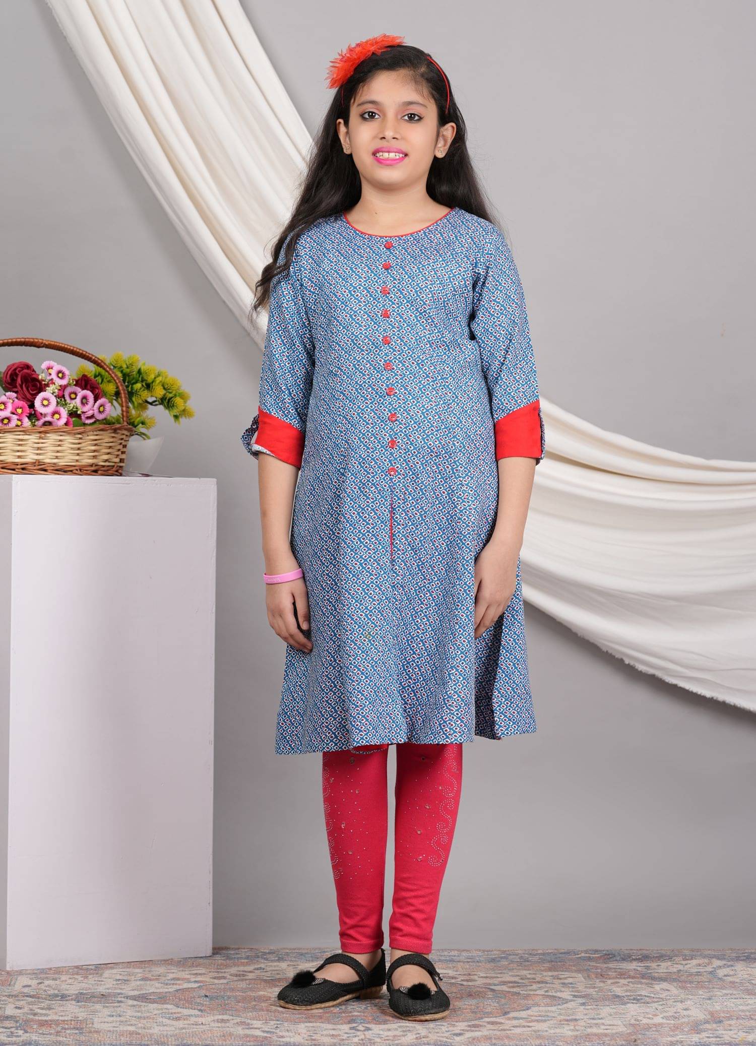 Yash Gallery Rayon Dress For Girls ( Pack of 1 , Blue ) Yash Gallery Rayon Dress For Girls ( Pack of 1 , Blue )