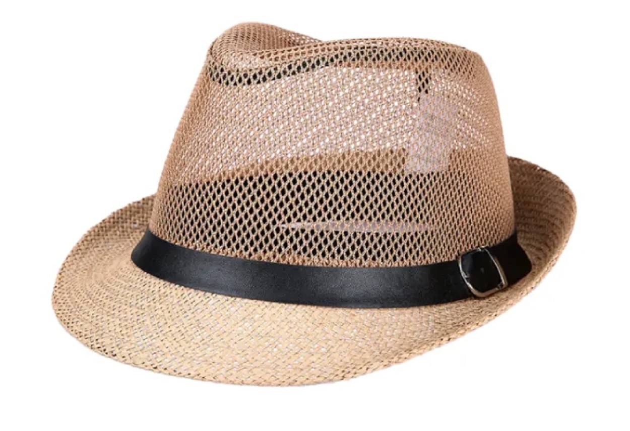     			Zacharias Men's Mesh Net Breathable Fedora Hat f-02 (Beige_Free Size) (Pack of 1)