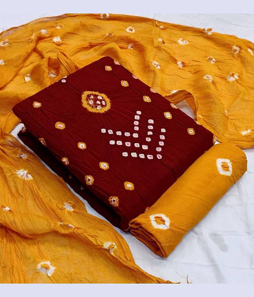 keshav fashion Unstitched Rayon Printed Dress Material - Brown ( Pack of 1 ) - Unstitched Fabrics | Buy online on ZillyBuy