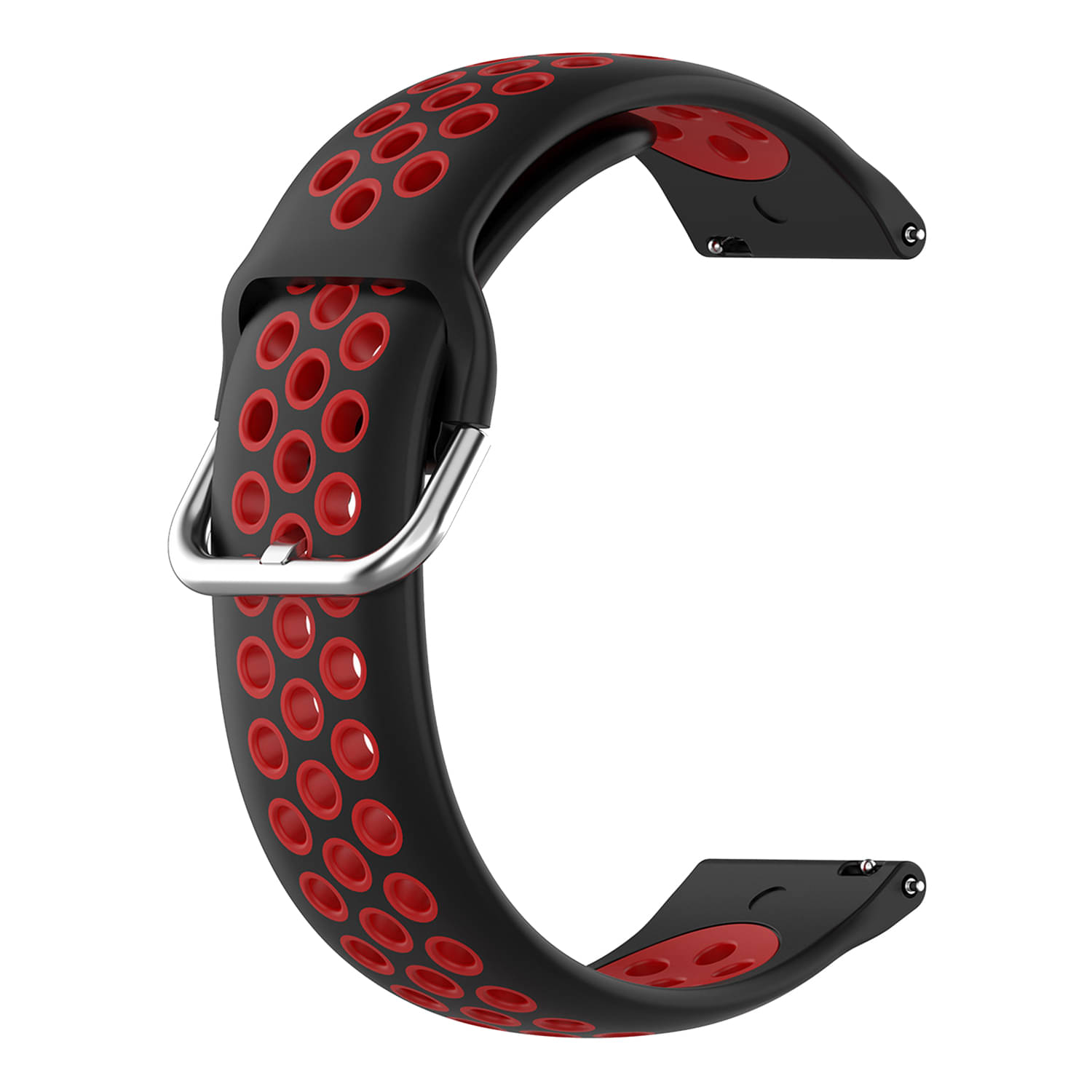    			ACM Watch Strap Silicone Belt 22mm compatible with Fastrack Revoltt Z1 Smartwatch Breatheable Dual Color Dot Band Black with Red