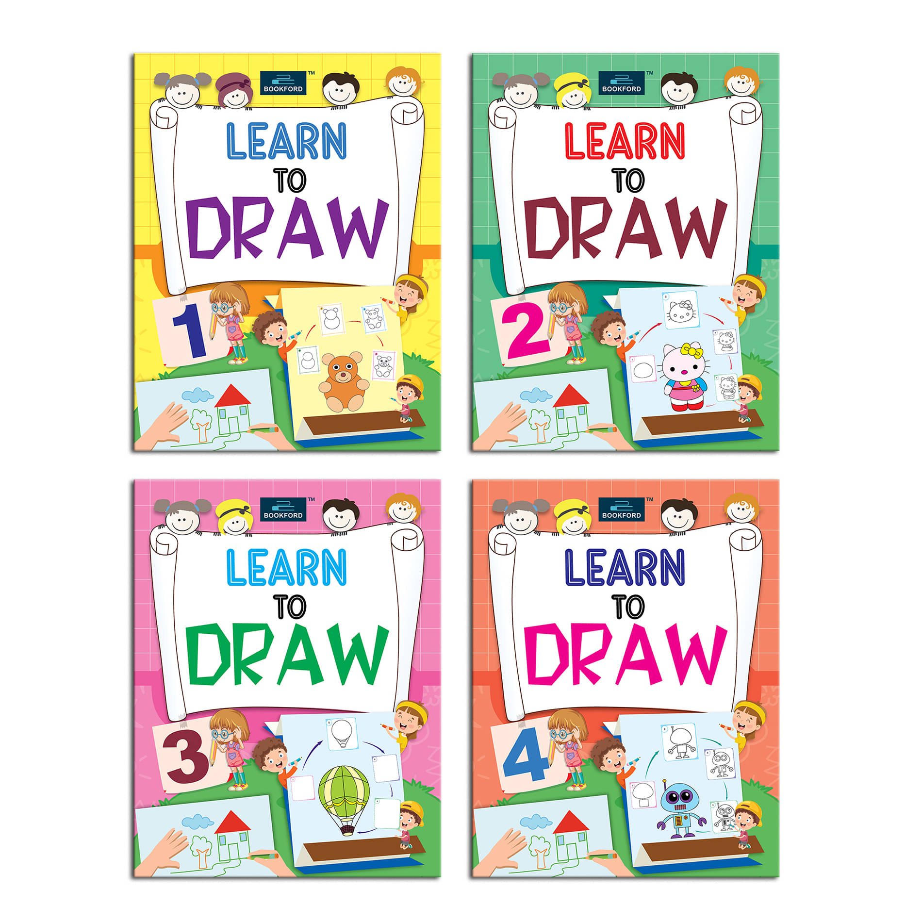     			BookFord Learn To Draw Copy Coloring Book For Kids (Set Of 4)- Fun, Educational, Colorful Imagery, Engaging Activities, and Hours of Entertainment Drawing Books For Kids. Suitable For All Ages Groups [Paperback]