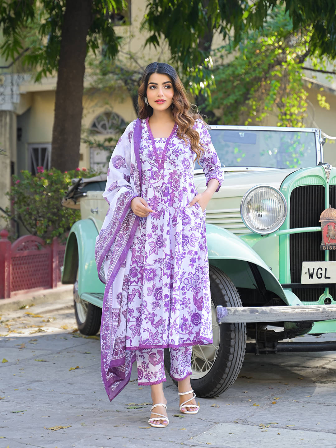 Divena Cotton Printed Kurti With Pants Women's Stitched Salwar Suit - Purple ( Pack of 1 ) Divena Cotton Printed Kurti With Pants Women's Stitched Salwar Suit - Purple ( Pack of 1 )