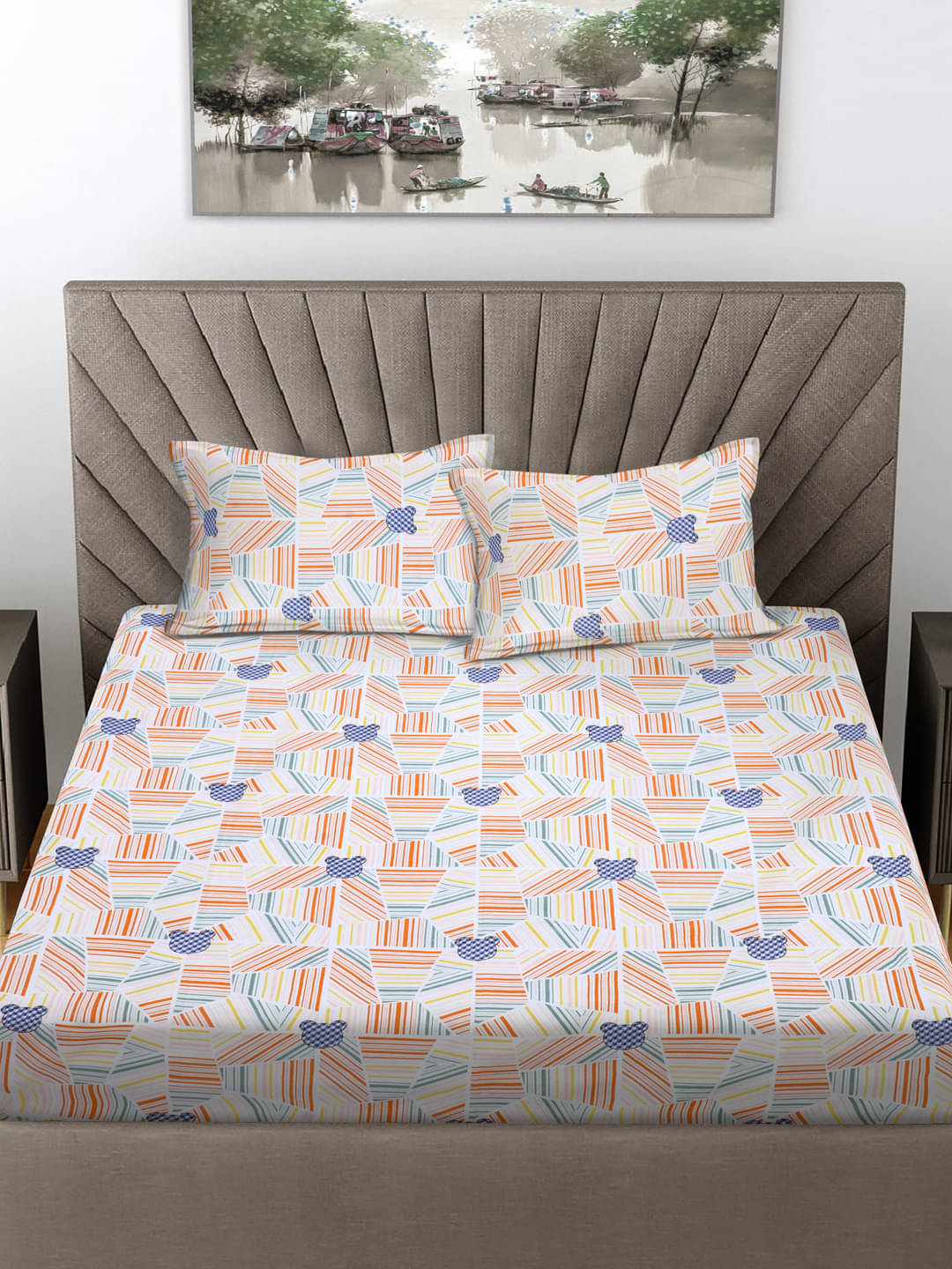 FABINALIV Poly Cotton 1 Double Bedsheet with 2 Pillow Covers ( Orange ) FABINALIV Poly Cotton 1 Double Bedsheet with 2 Pillow Covers ( Orange )