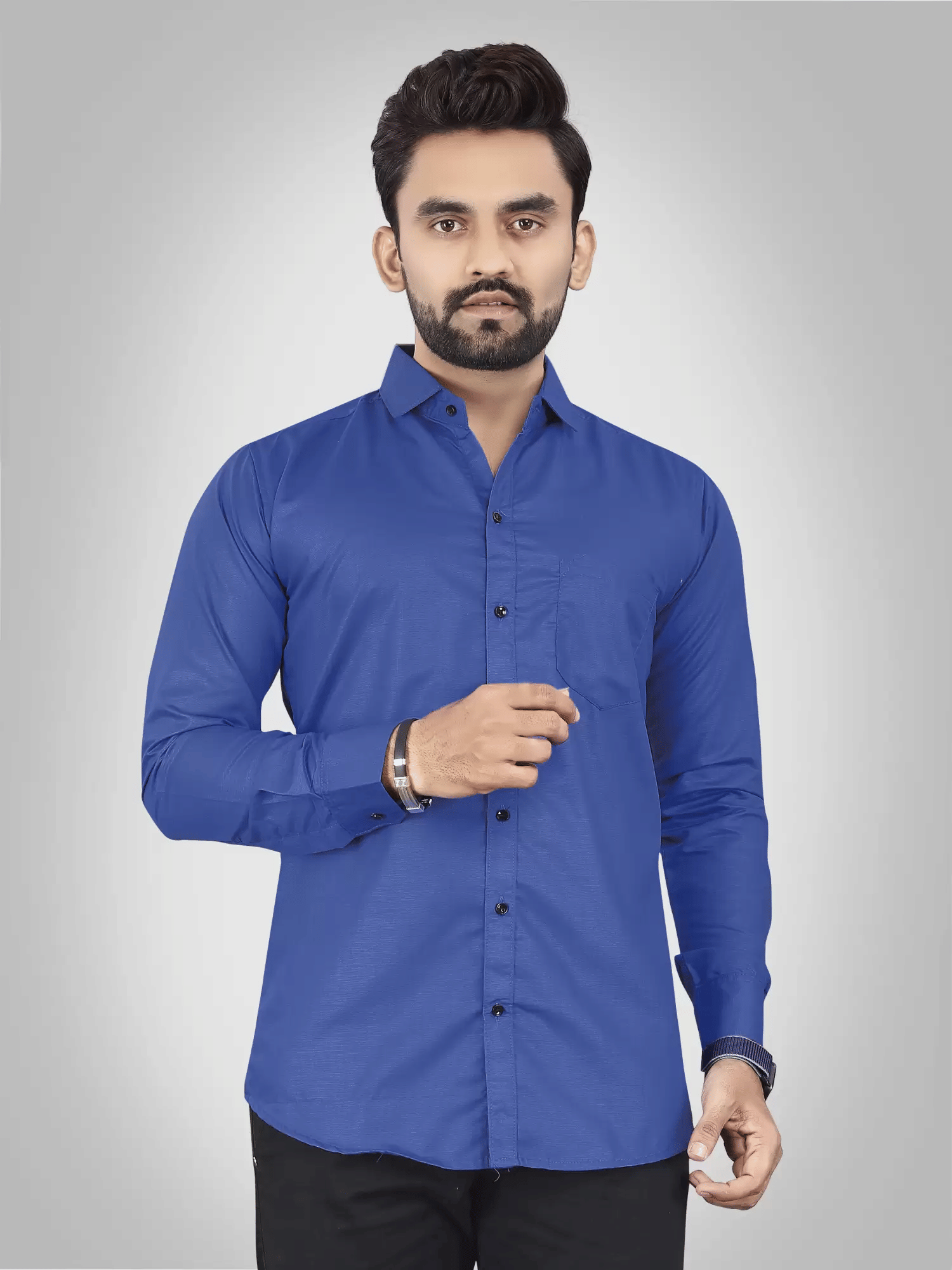     			VERTUSY Cotton Blend Regular Fit Solids Full Sleeves Men's Casual Shirt - Blue ( Pack of 1 )