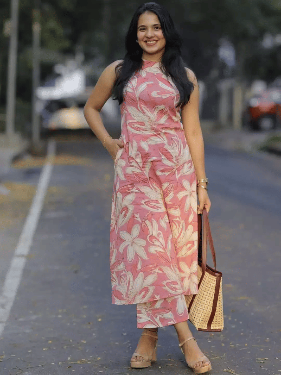 YAGNIK FASHION Rayon Printed Kurti With Palazzo Women's Stitched Salwar Suit - Pink ( Pack of 1 )