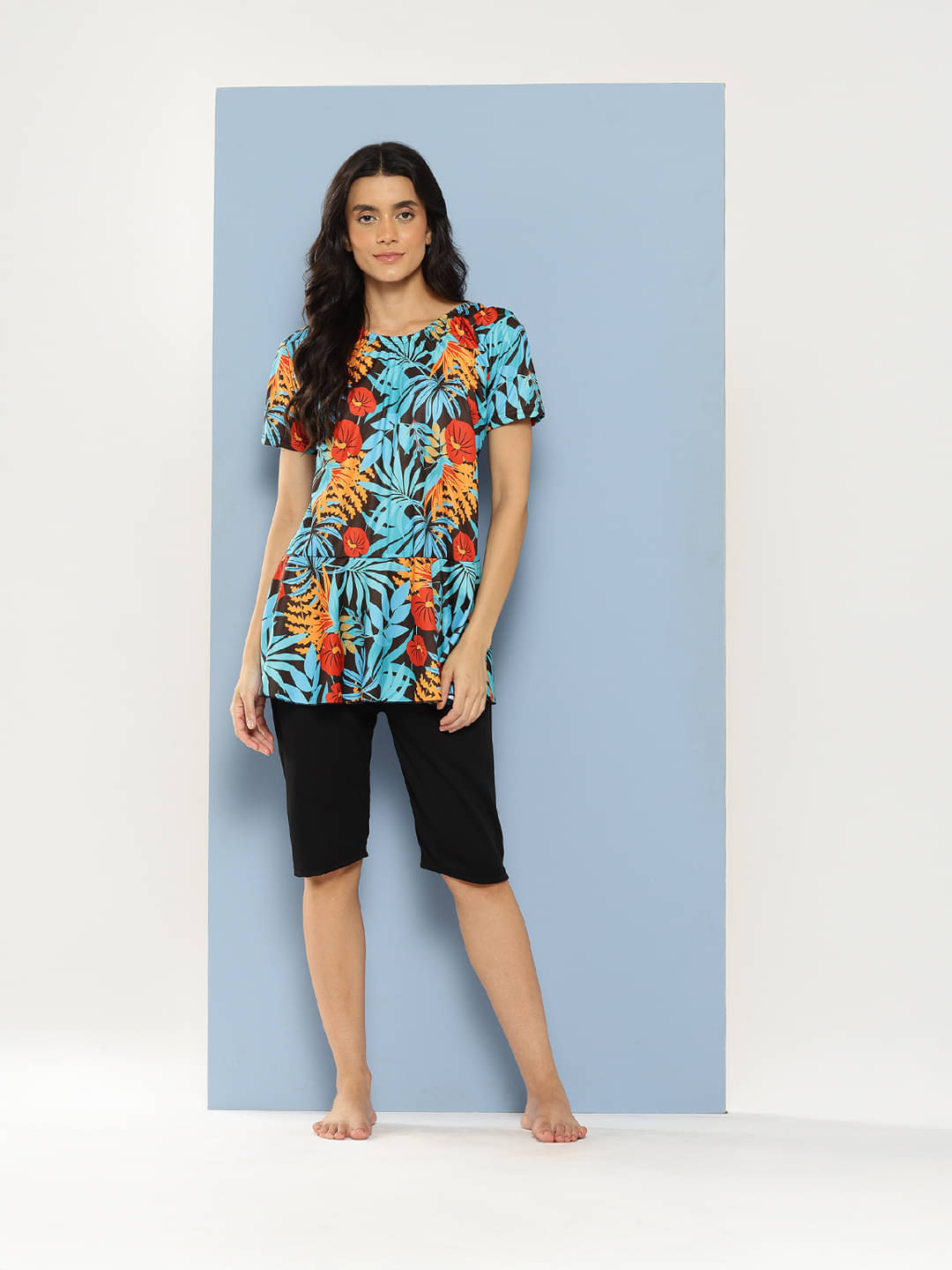     			Aarika Nylon Turquoise Beach Dresses -