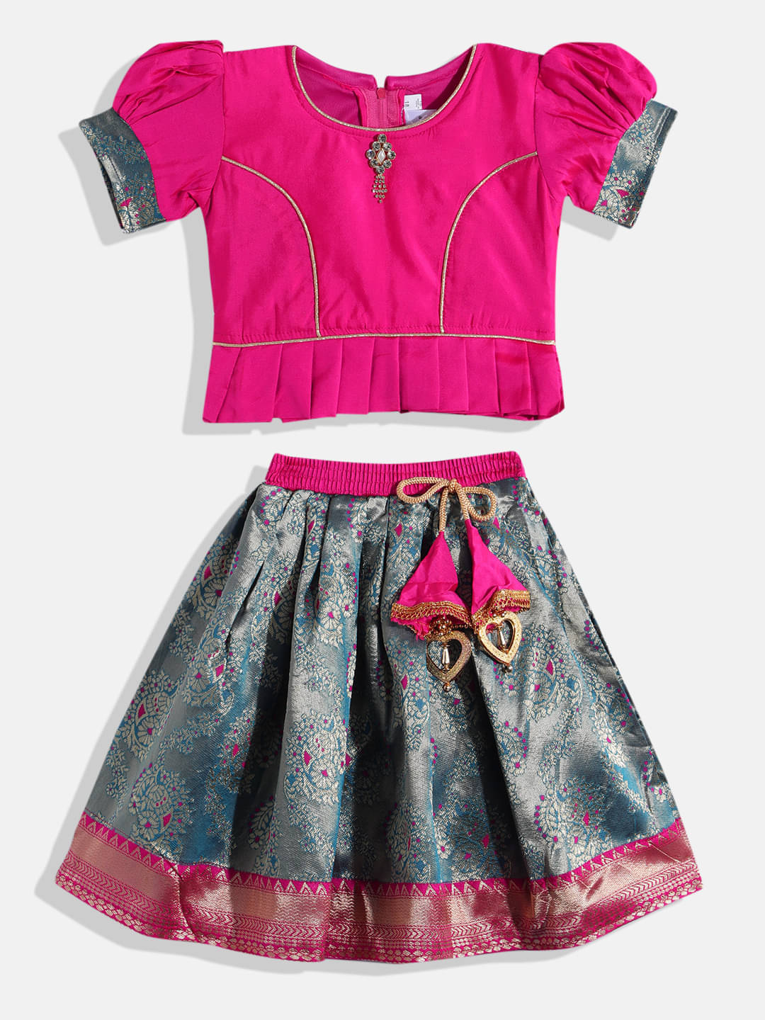     			Aarika Silk Lehenga Choli Set For Girls ( Pack of 1 , Pink )