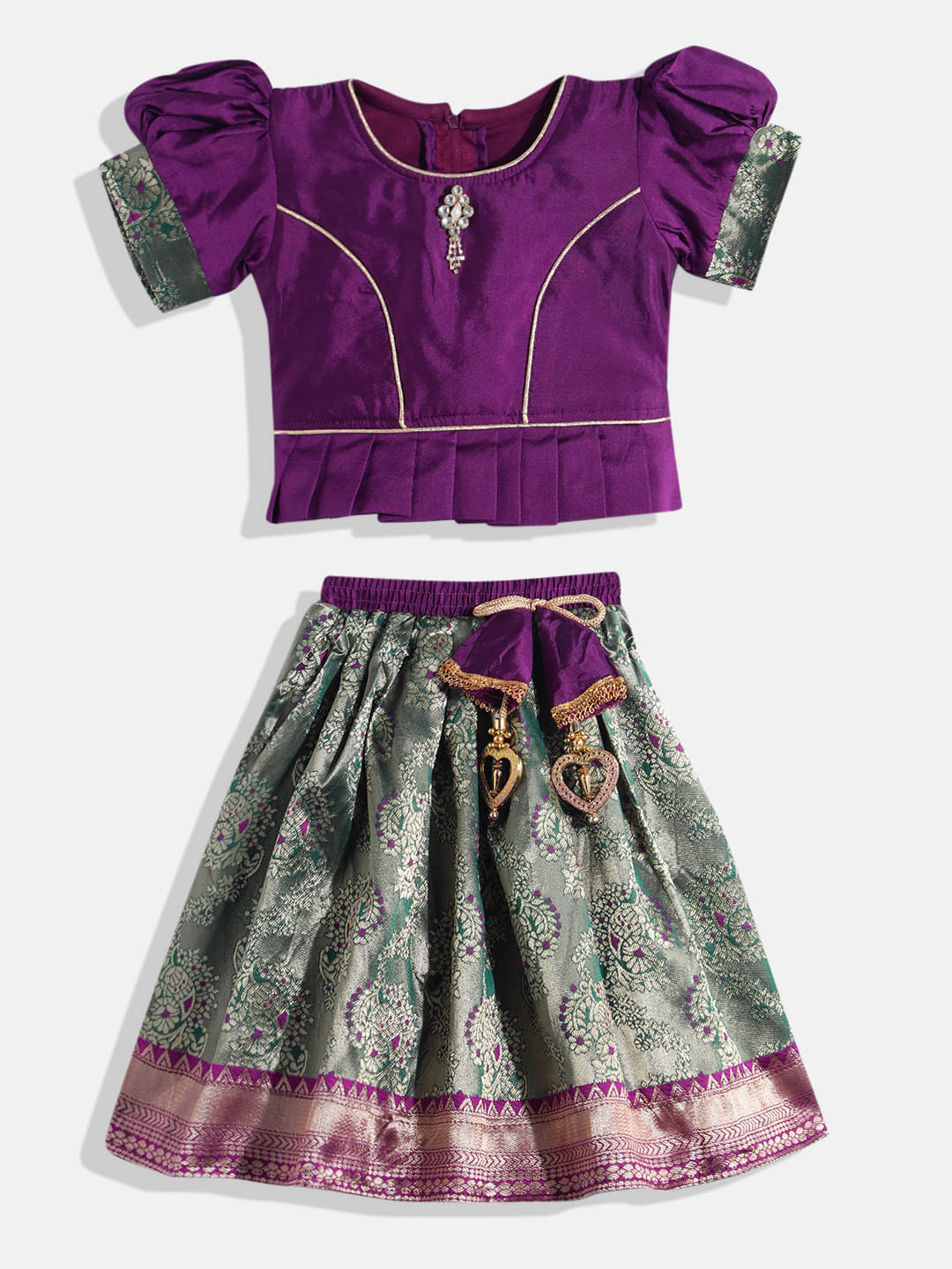     			Aarika Silk Lehenga Choli Set For Girls ( Pack of 1 , Purple )