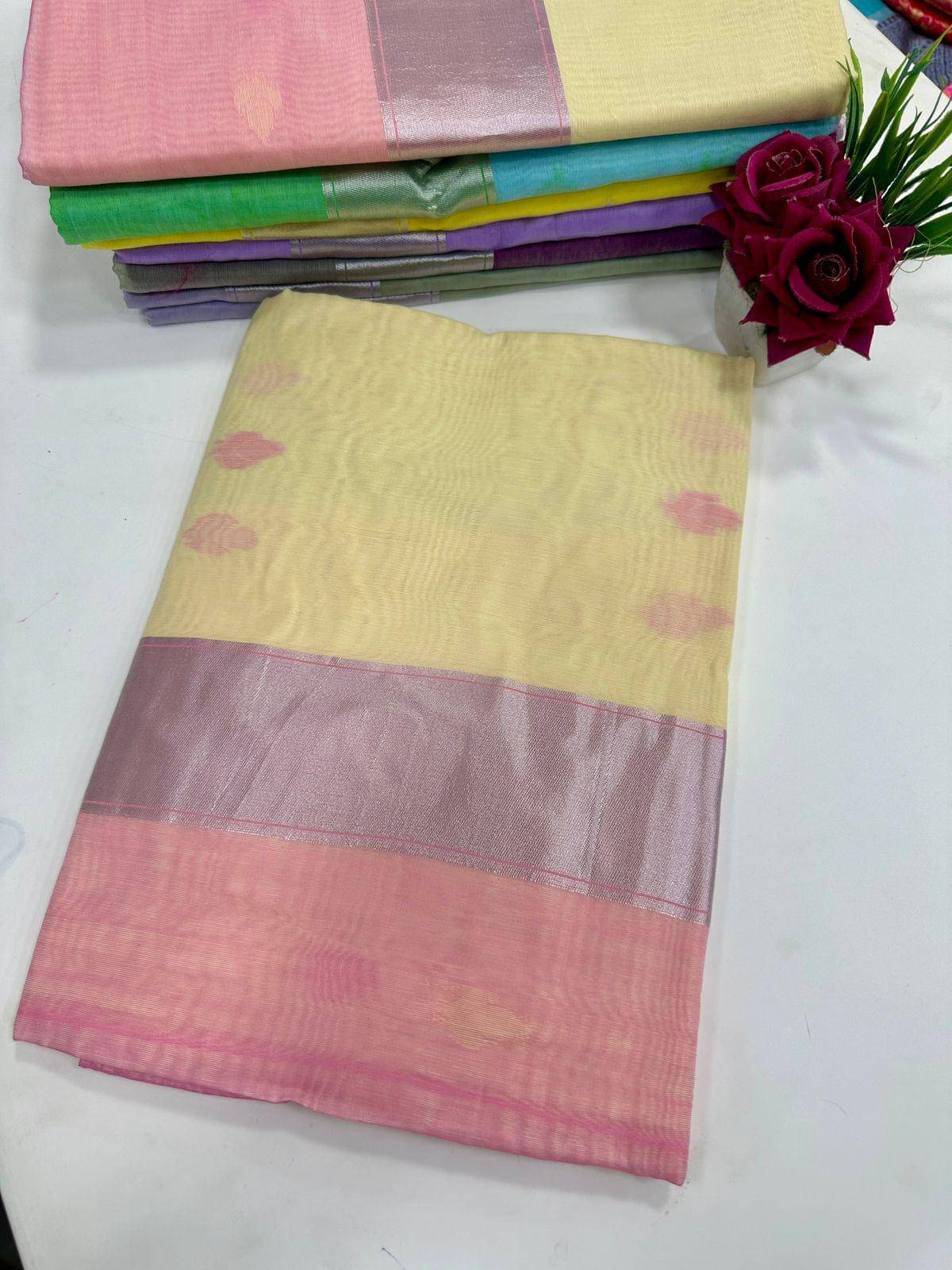 Apnisha Chanderi Woven Saree With Unstitched Blouse Piece ( Multicolor ) Apnisha Chanderi Woven Saree With Unstitched Blouse Piece ( Multicolor )