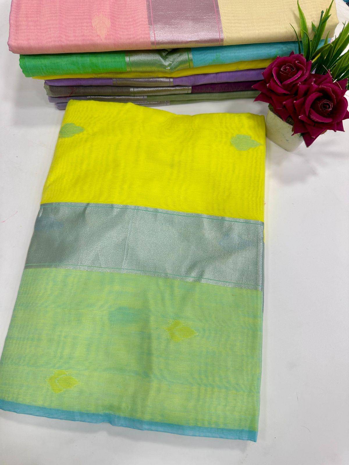 Apnisha Chanderi Woven Saree With Unstitched Blouse Piece ( Multicolor 13 ) Apnisha Chanderi Woven Saree With Unstitched Blouse Piece ( Multicolor 13 )