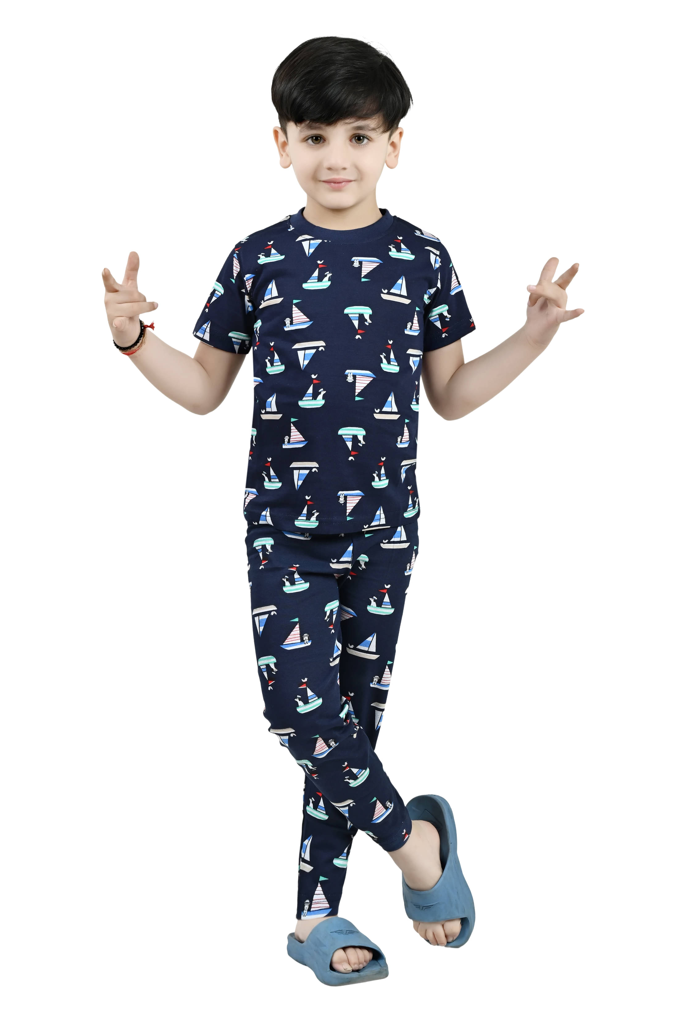     			Arshia Fashions Pack of 1 Boys Cotton Blend Nightsuit Set ( Dark Blue )