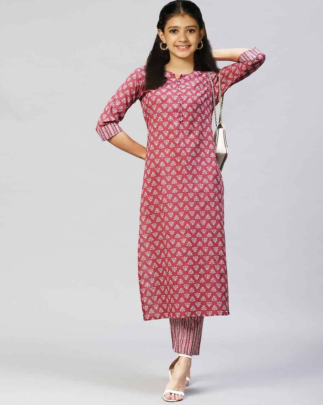     			Bholukart Girls Cotton Blend Kurti with Salwar ( Pack of 1 , Maroon )