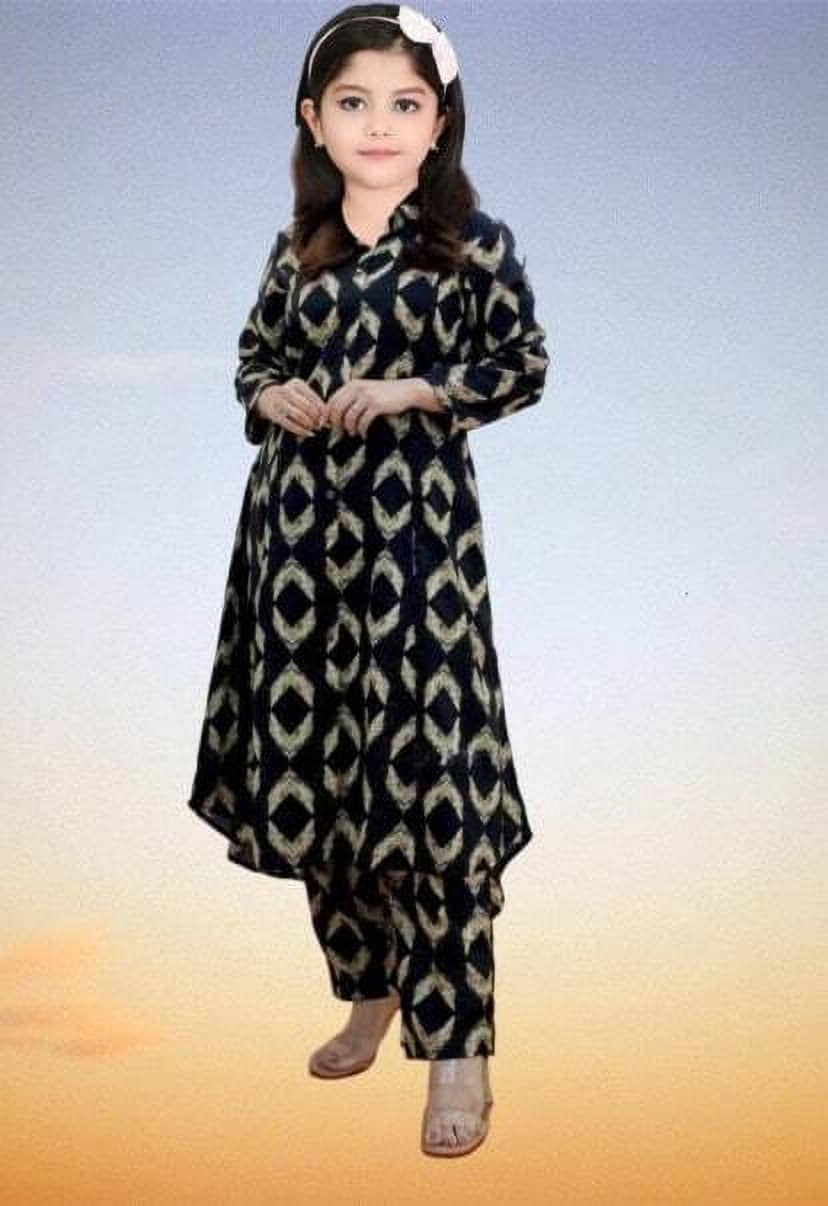 Bholukart Girls Cotton Blend Kurti with Salwar ( Pack of 1 , Black )