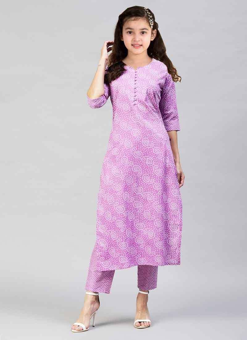 Bholukart Girls Cotton Blend Kurti with Salwar ( Pack of 1 , Pink )