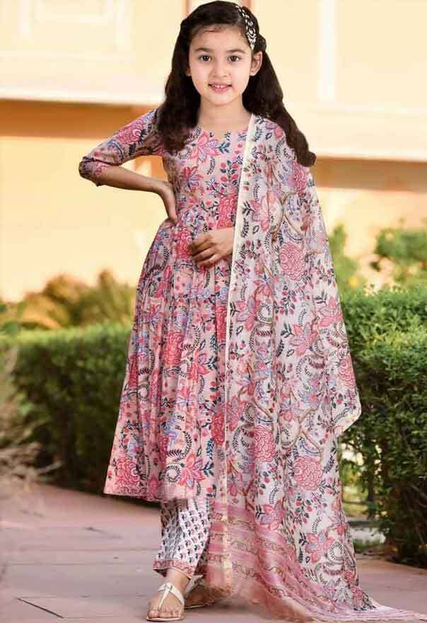Bholukart Girls Cotton Blend Kurti with Salwar ( Pack of 1 , Pink )