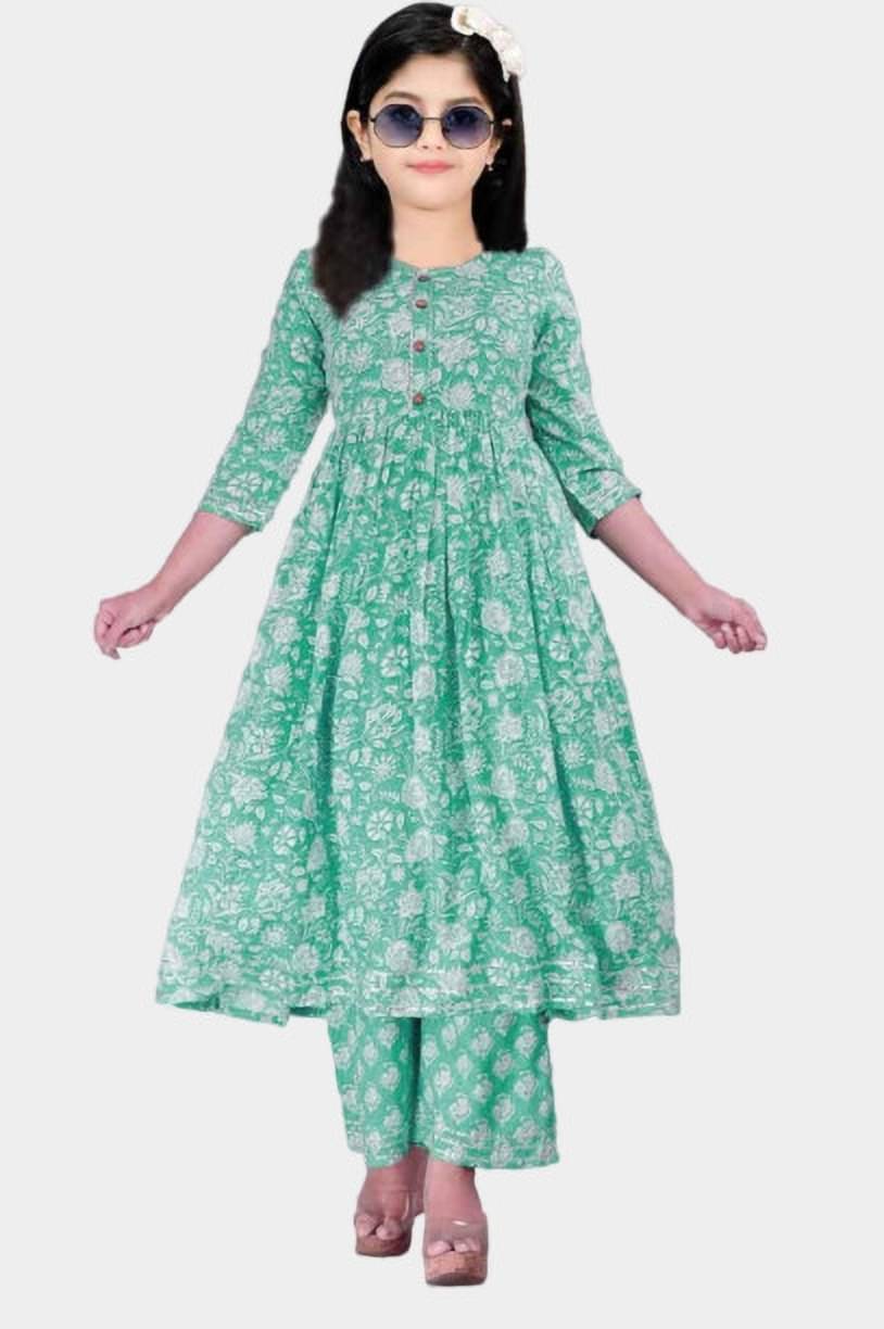     			Bholukart Girls Polyester Kurti with Salwar ( Pack of 1 , Light Blue )