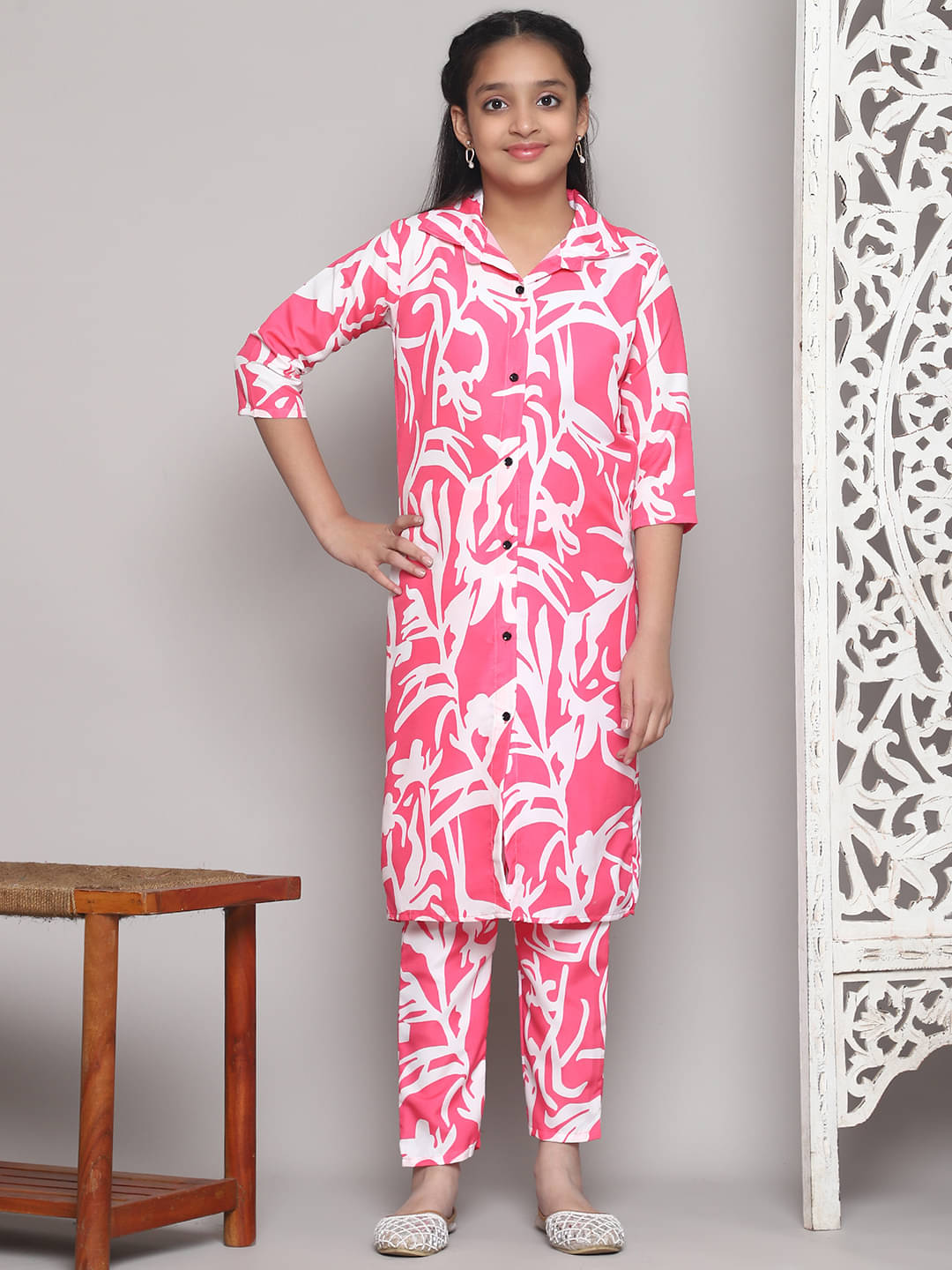     			Bholukart Girls Rayon Kurti with Salwar ( Pack of 1 , White )