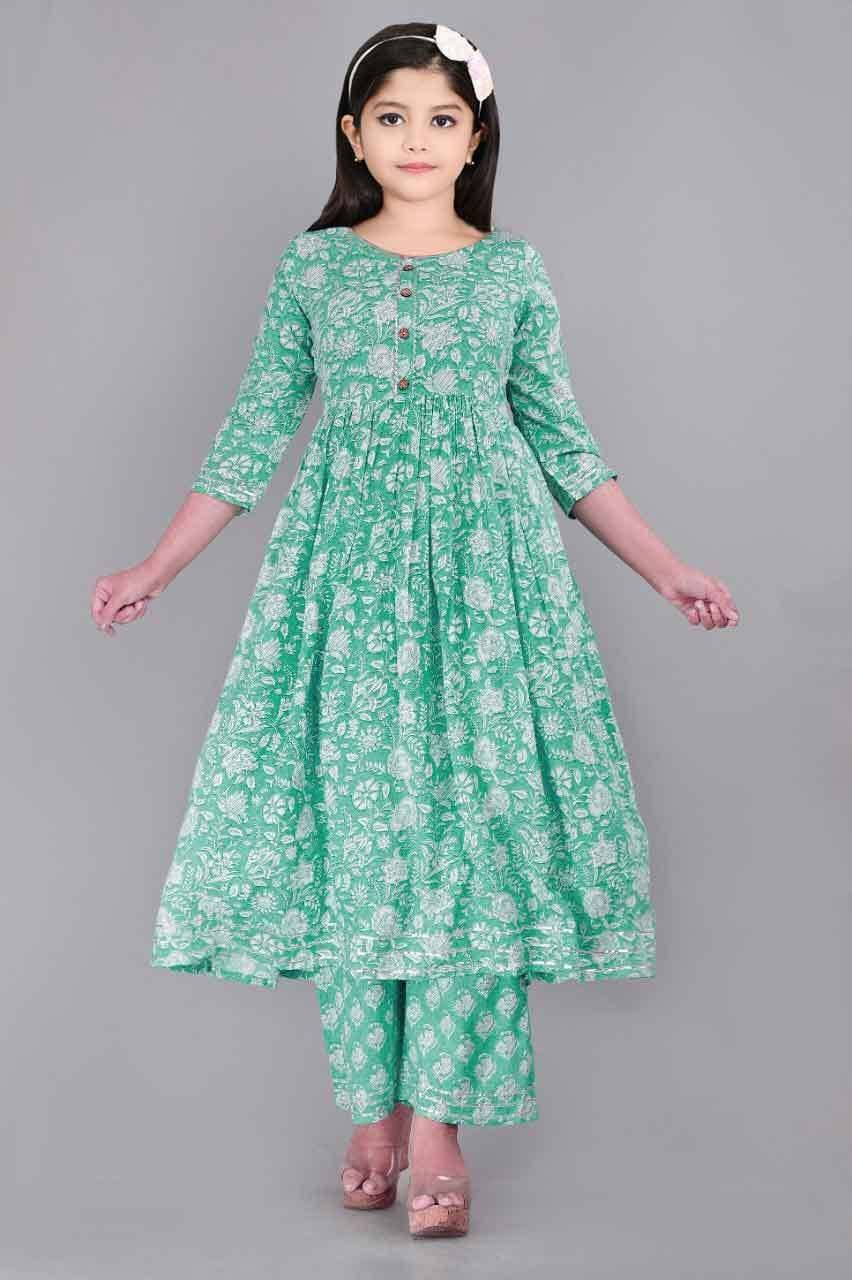     			Bholukart Girls Rayon Kurti with Salwar ( Pack of 1 , Light Blue )
