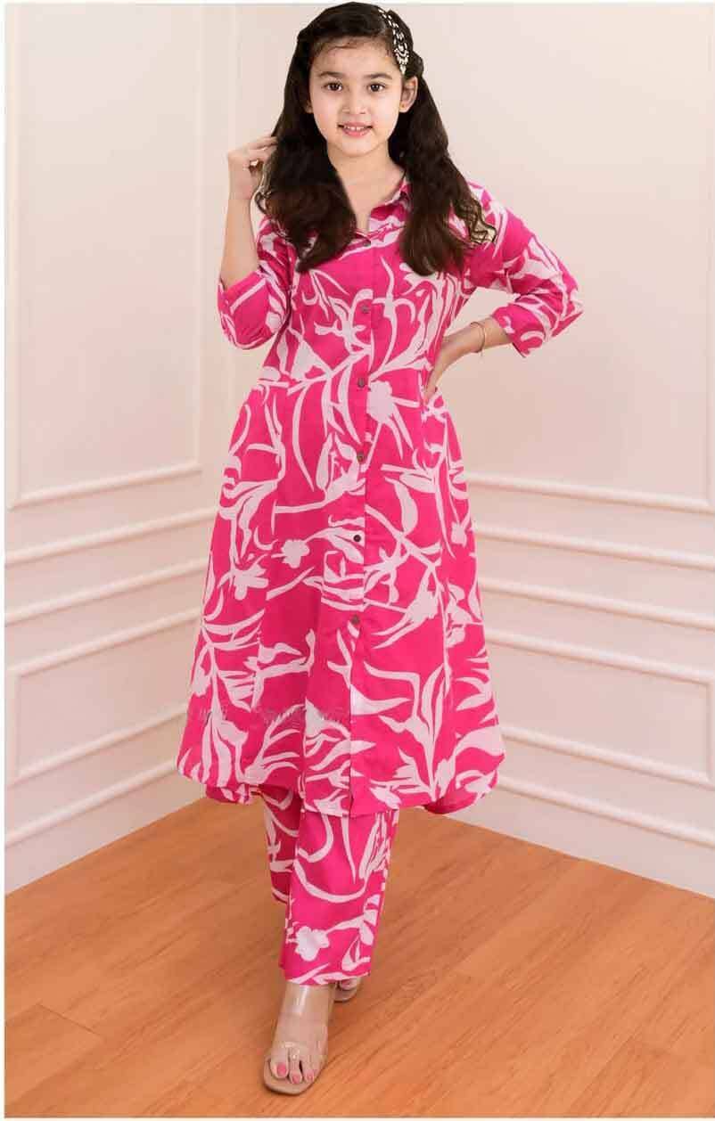 Bholukart Girls Rayon Kurti with Salwar ( Pack of 1 , Pink )