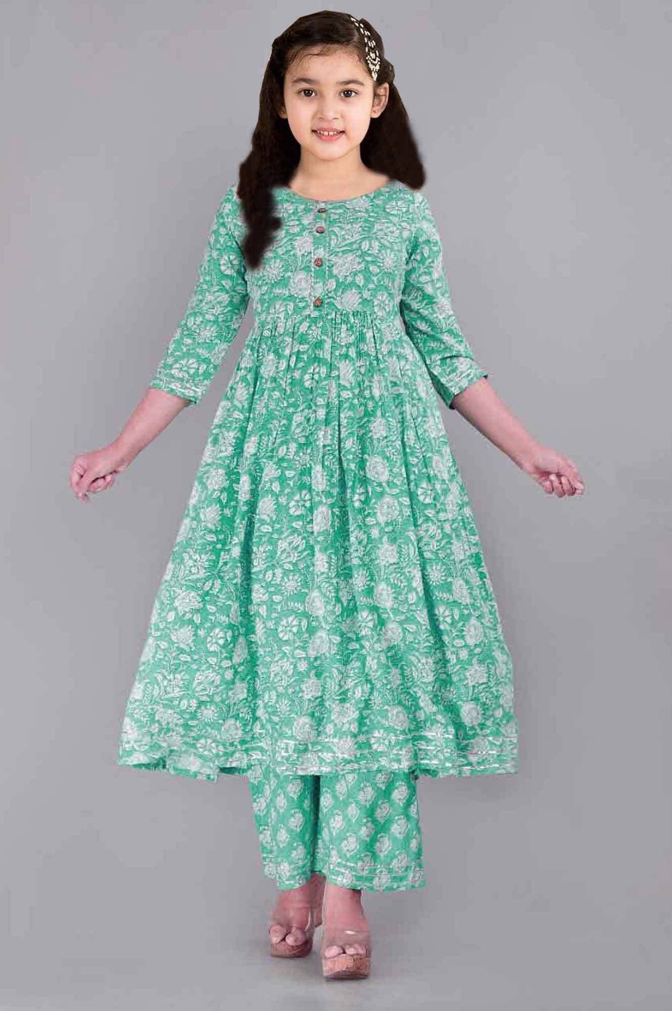 Bholukart Girls Rayon Kurti with Salwar ( Pack of 1 , Light Blue )