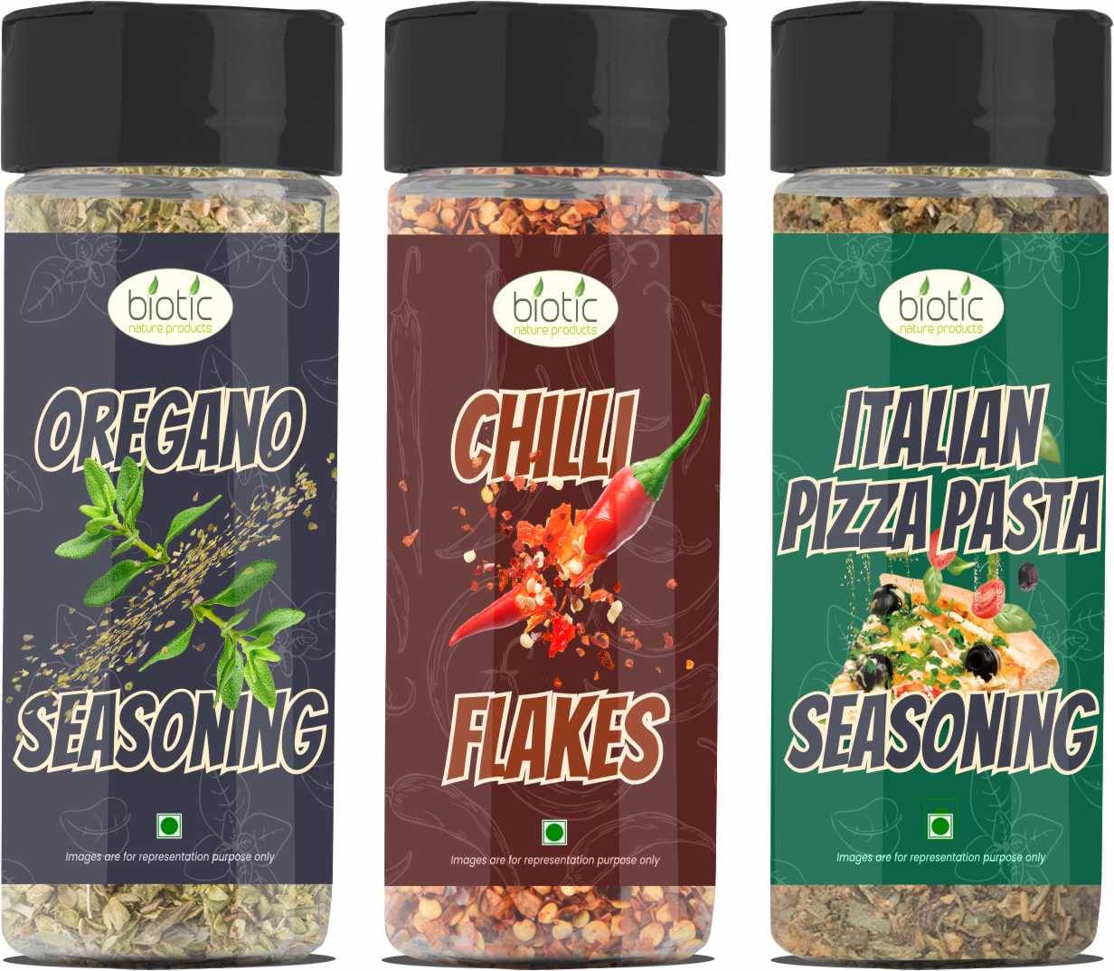     			Biotic Dried Herbs Oregano 45g, Chilli Flakes 50g & Pizza Seasoning 60g Combo 155 gm
