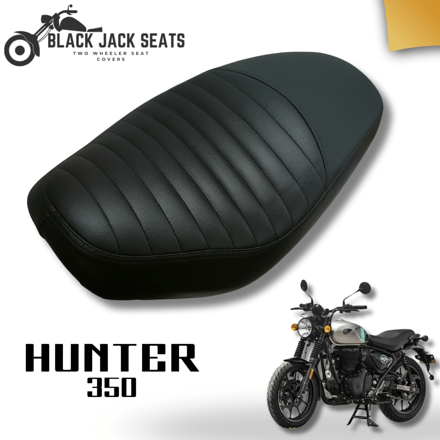 Black Jack Seats Hunter 350 Pleated Black Seat Cover | Premium Fit & Classic Design     			Black Jack Seats Hunter 350 Pleated Black Seat Cover | Premium Fit & Classic Design